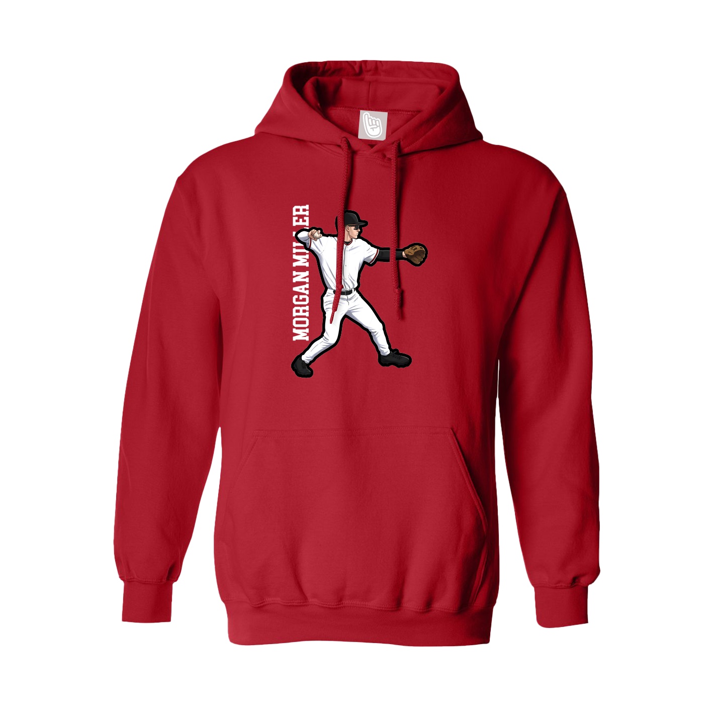 Youth Hoodie — Name Vertical in Red