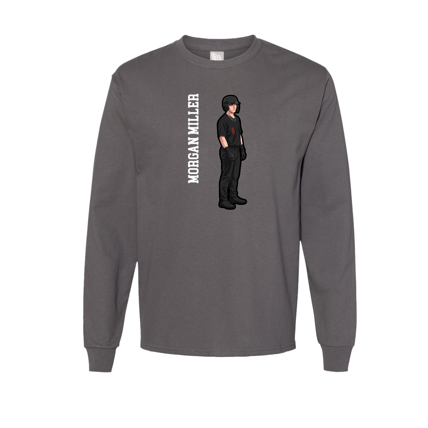 Long Sleeve Tee — Name Vertical in Grey