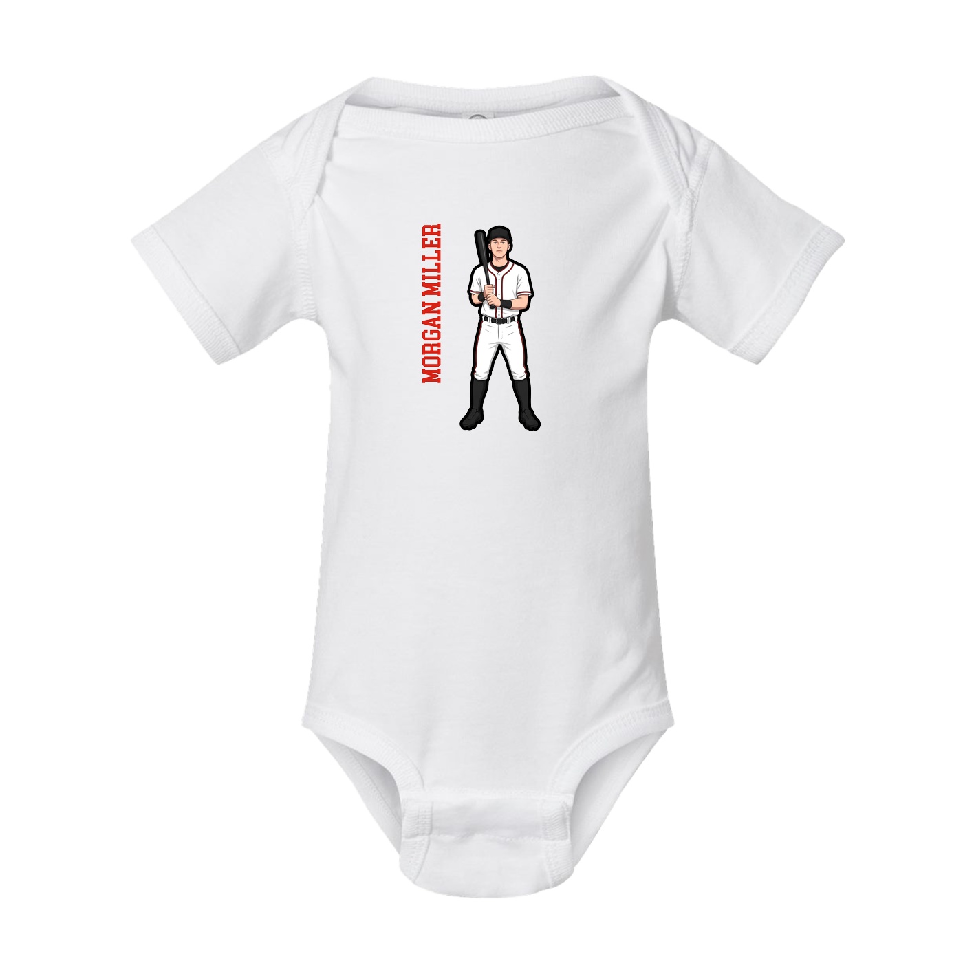Baby Onesie — Name Vertical in White