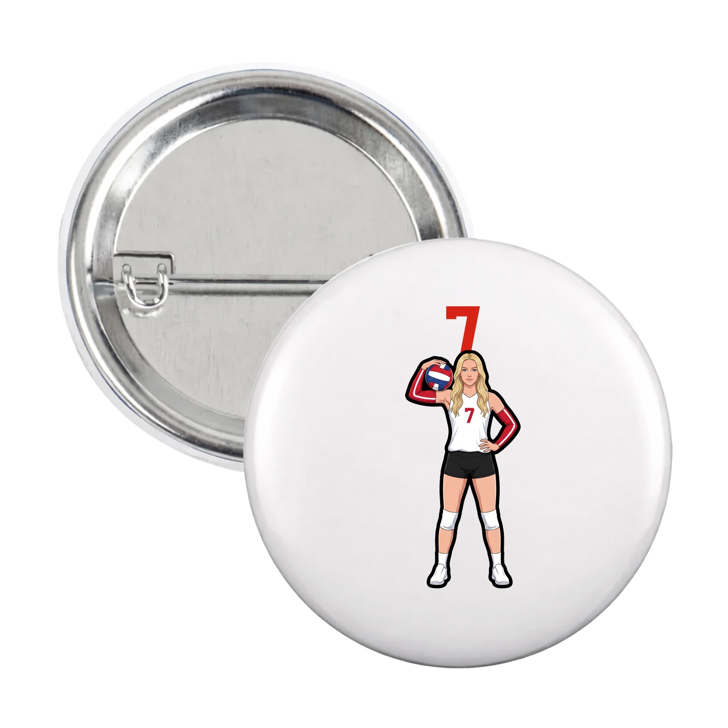 Game Day Button — Number Top in White