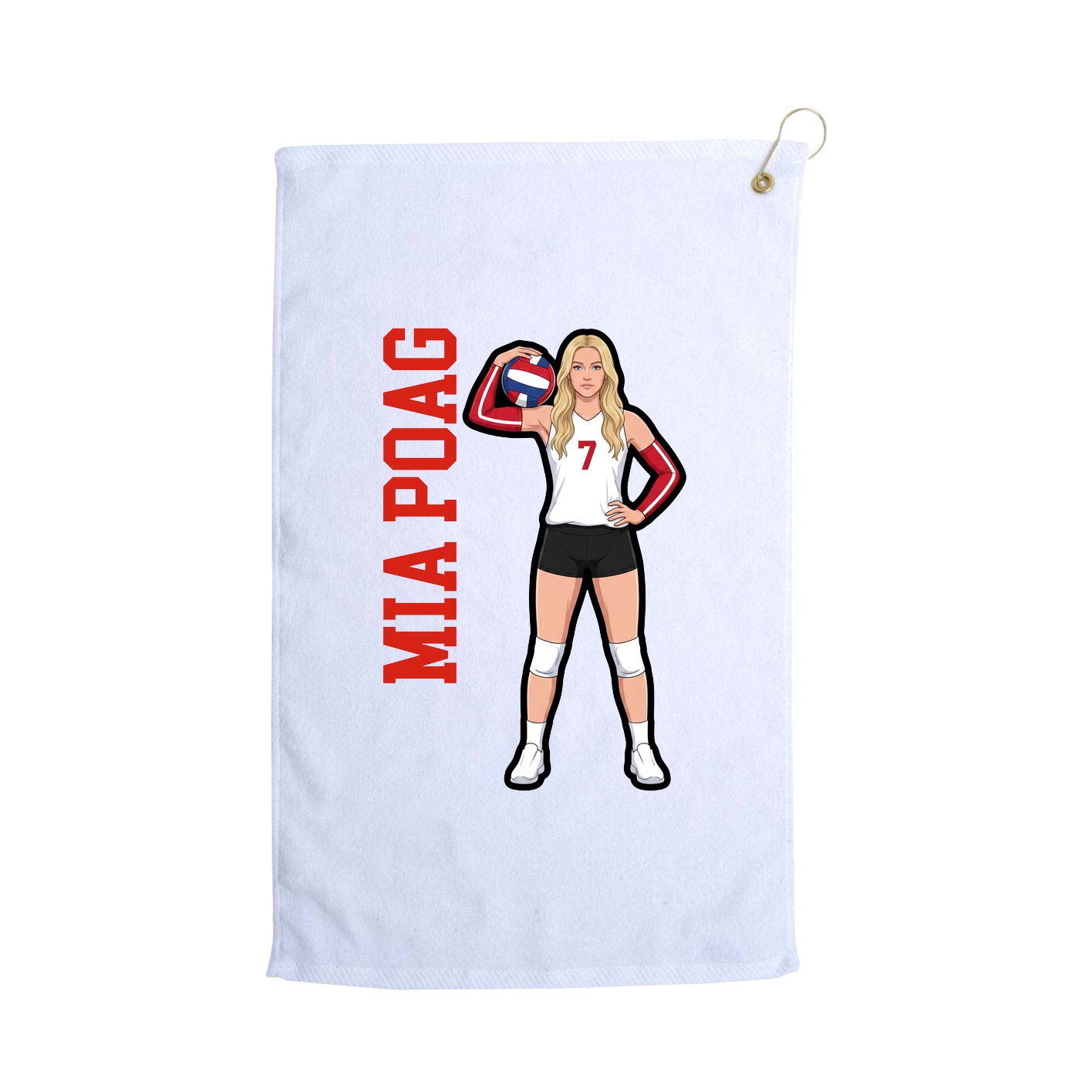 Golf Towel — Name Vertical in White