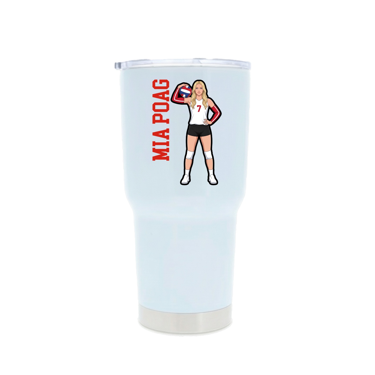 30oz Stainless Steel Tumbler — Name Vertical in White