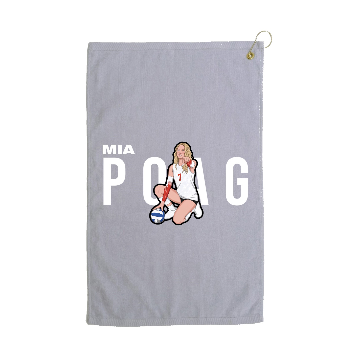 Golf Towel — Player Name in Grey