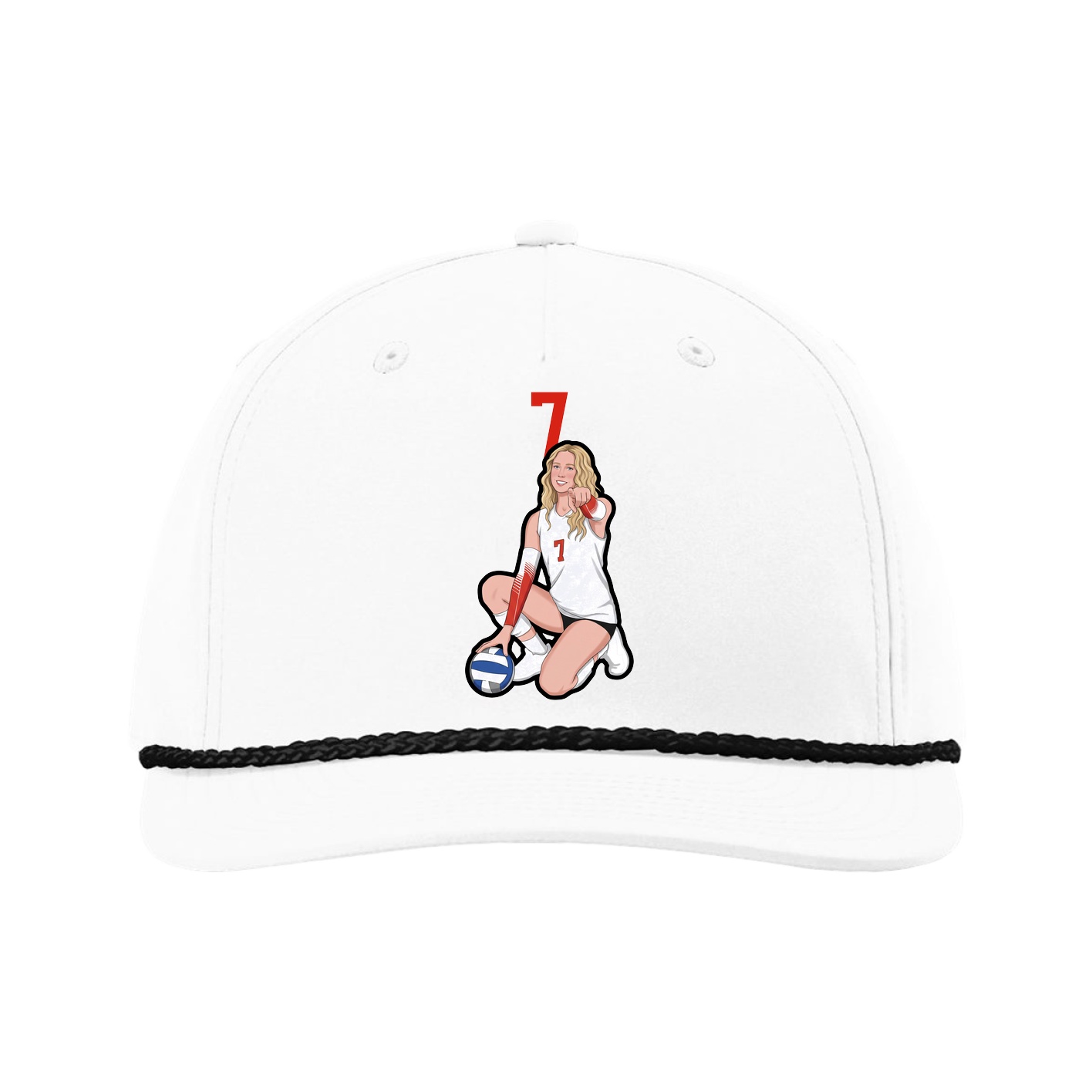 Five-Panel Classic Rope Cap — Number Top in White