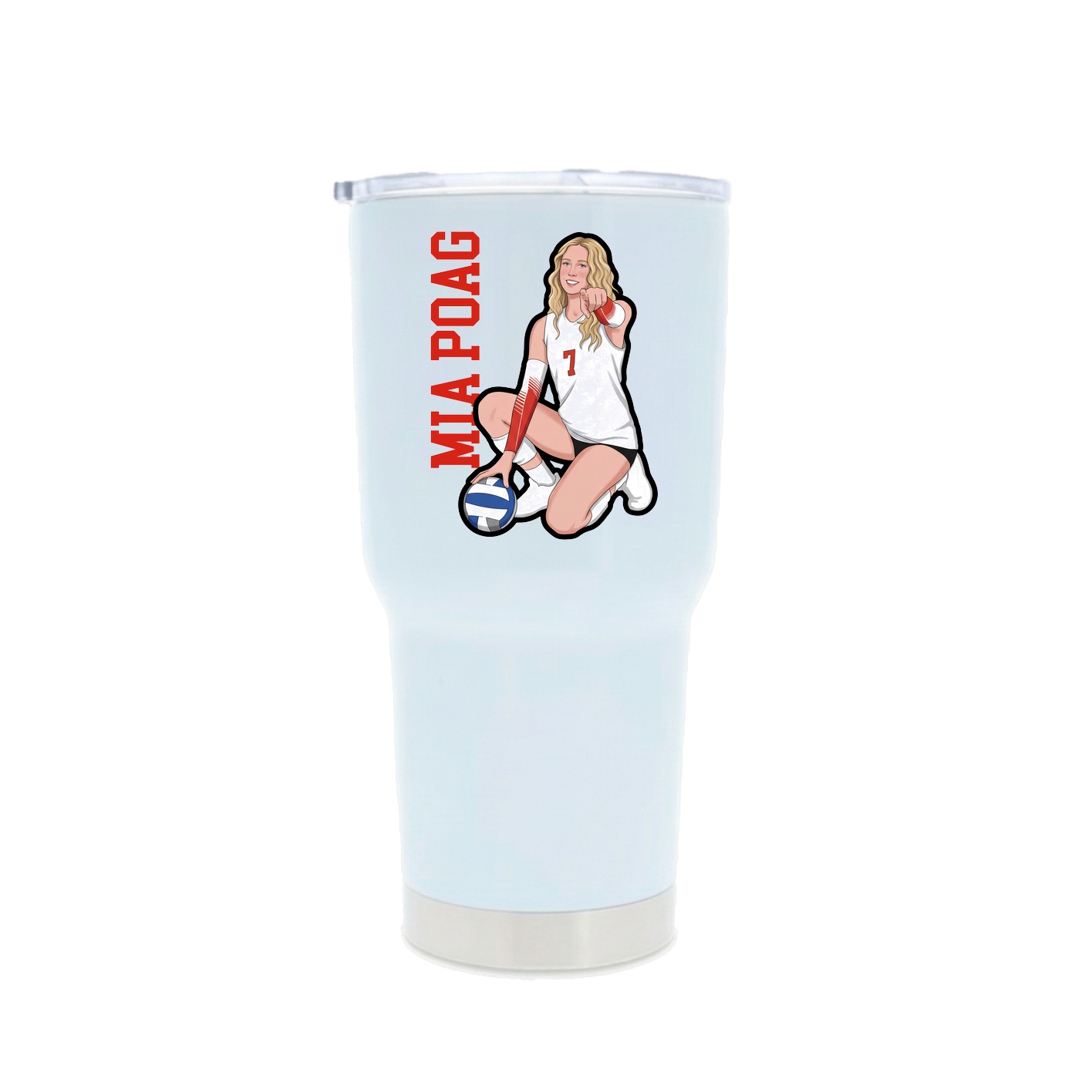 30oz Stainless Steel Tumbler — Name Vertical in White