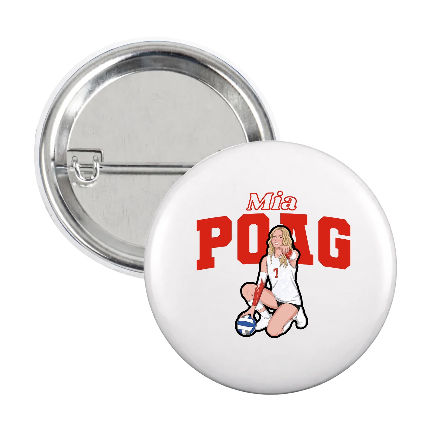 Game Day Button — Name Arch in White