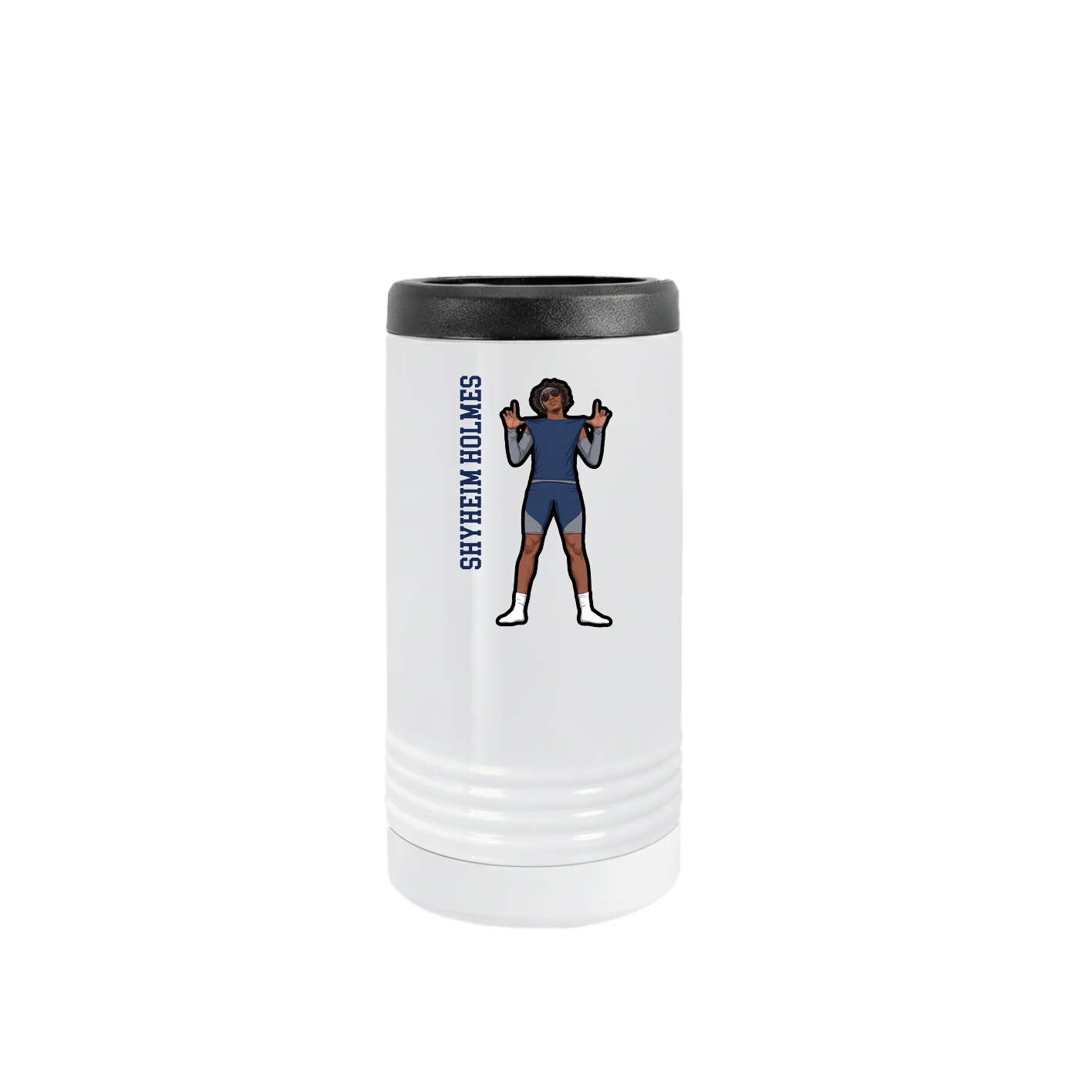 Slim Beverage Holder — Name Vertical in White