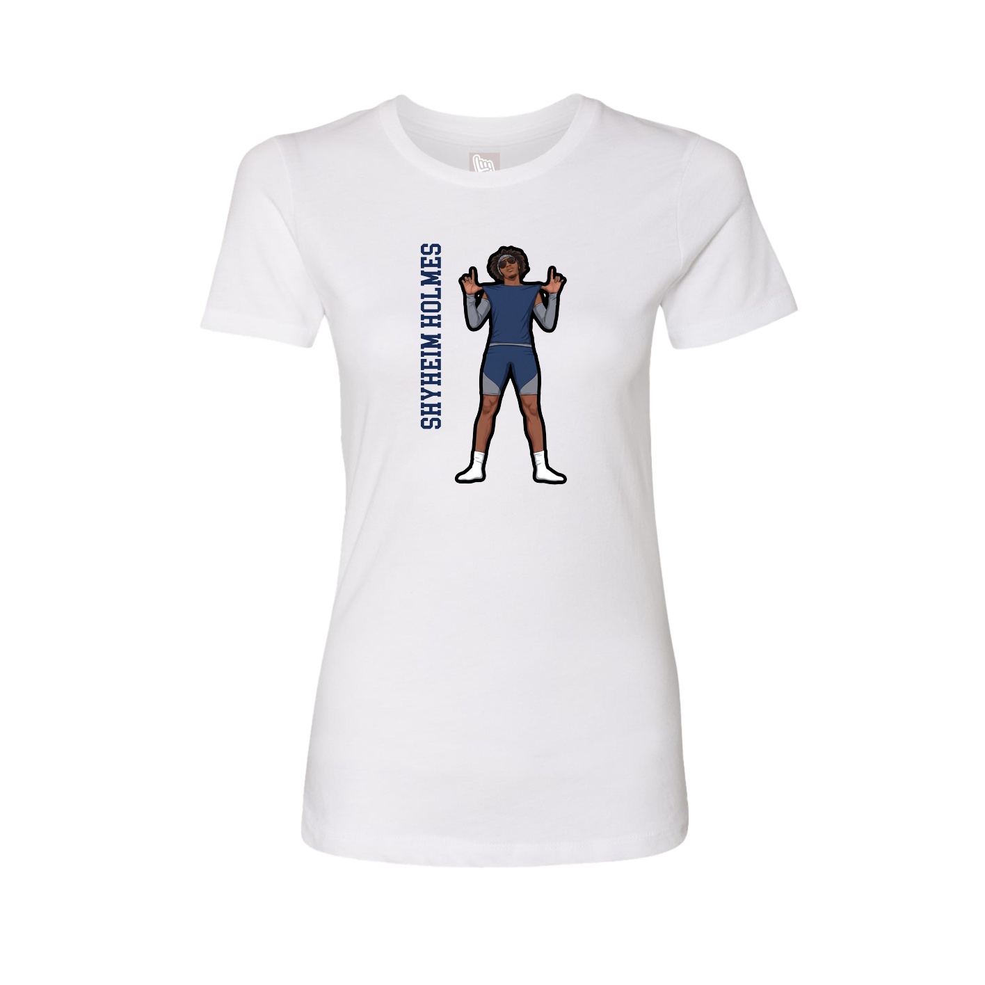 Womens Tee — Name Vertical in White