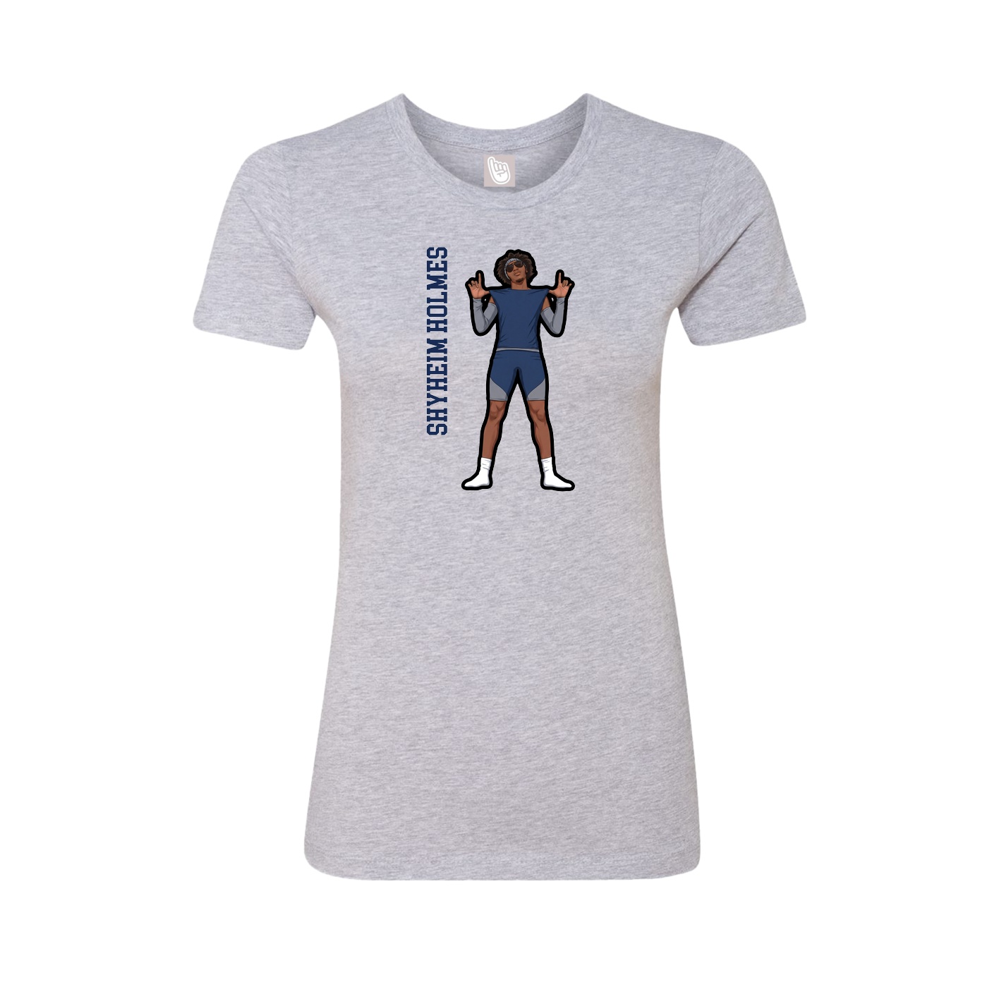Womens Tee — Name Vertical in Grey