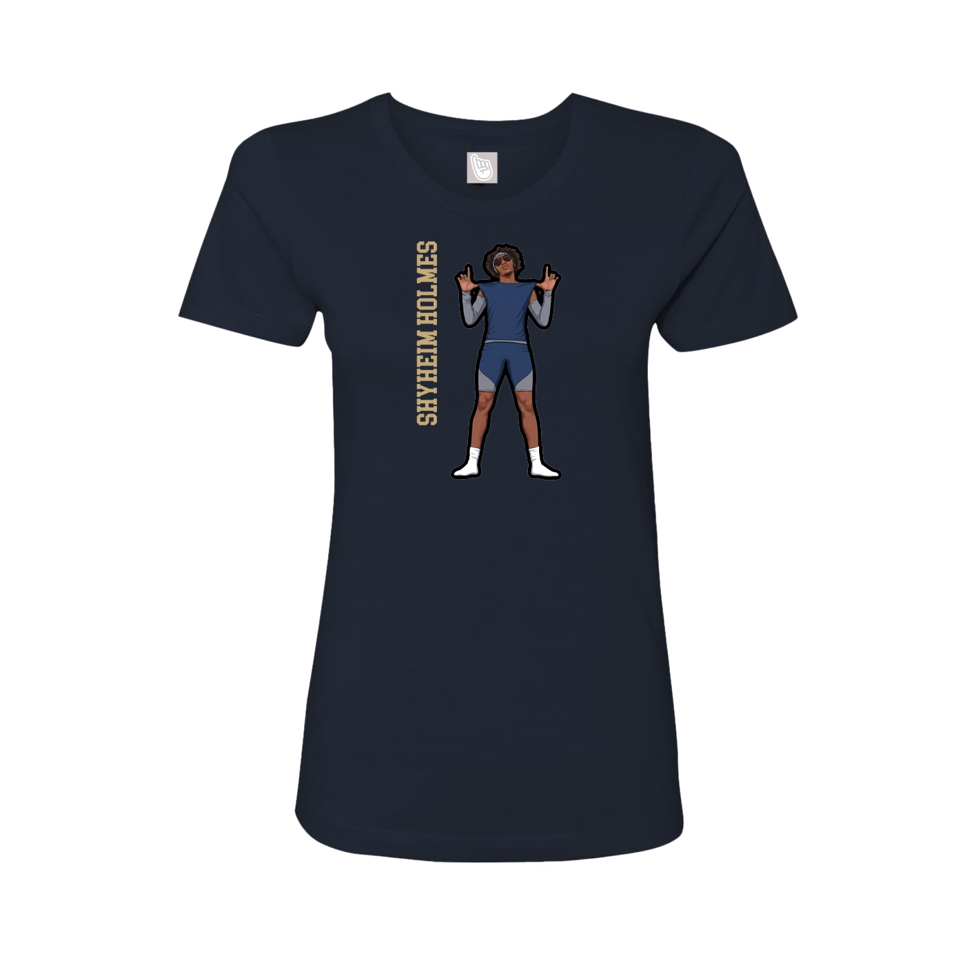 Fitted Women's Tee — Name Vertical in Navy