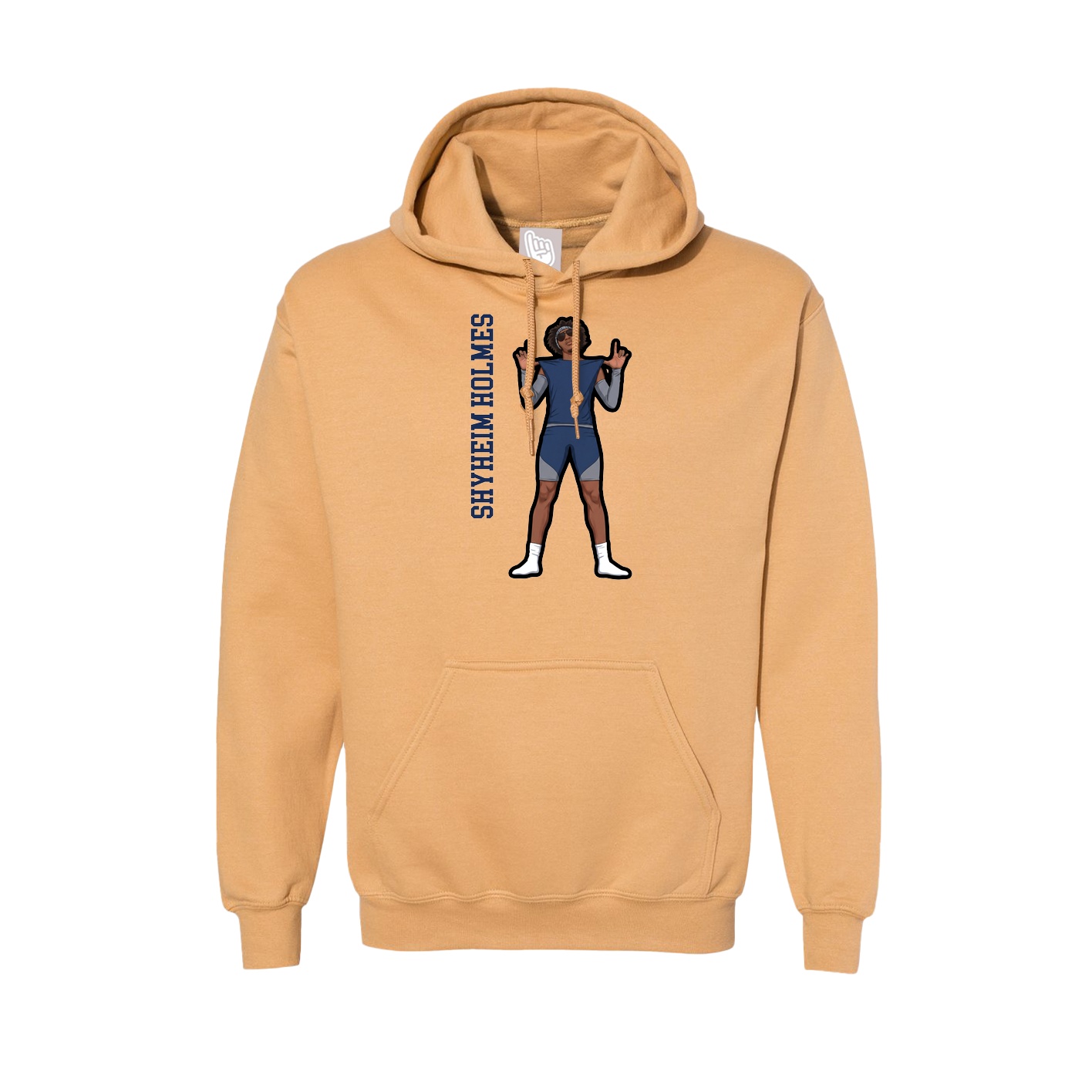Hoodie — Name Vertical in Vegas Gold