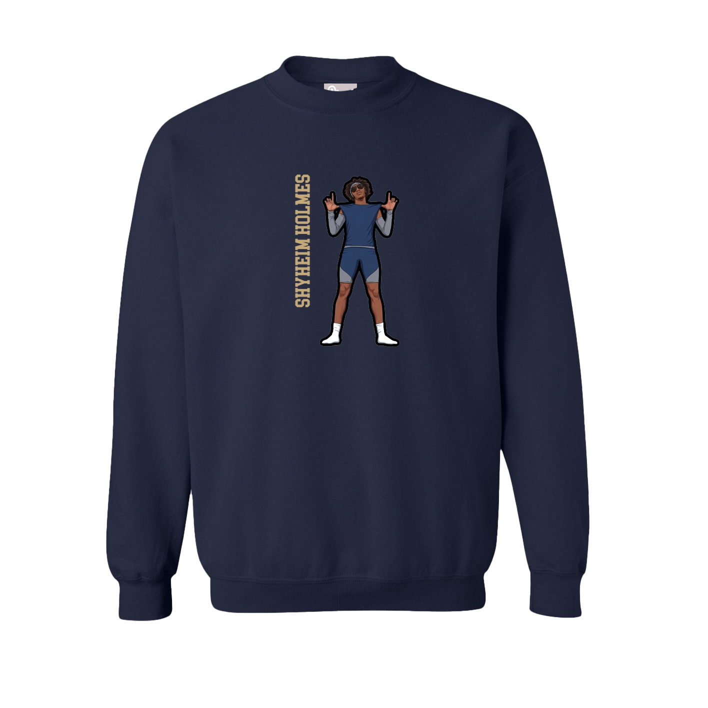 Fleece Crew — Name Vertical in Navy
