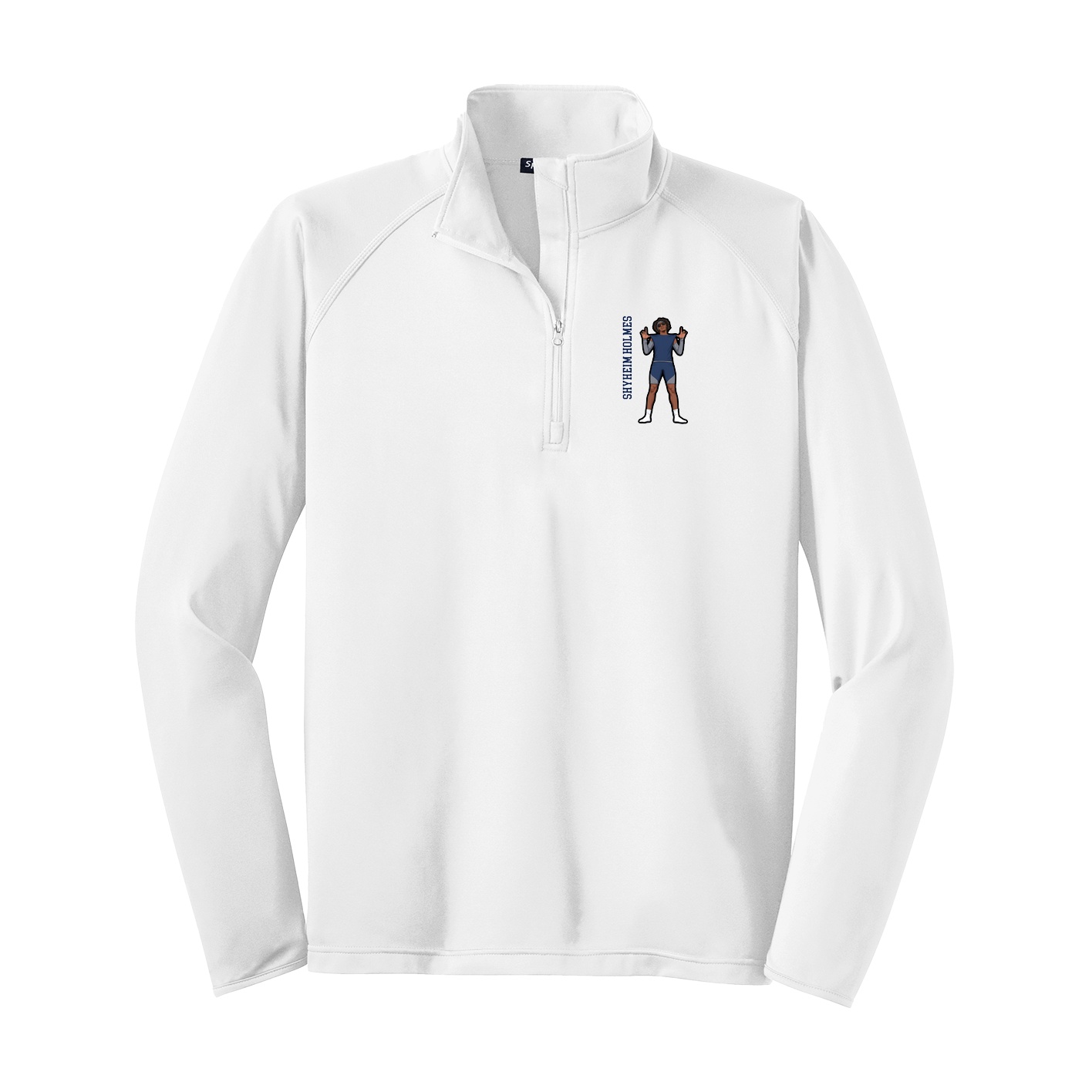 Q-Zip Pullover — Name Vertical in White