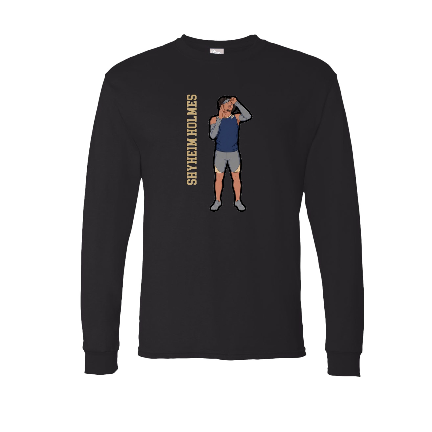 Long Sleeve Tee — Name Vertical in Black