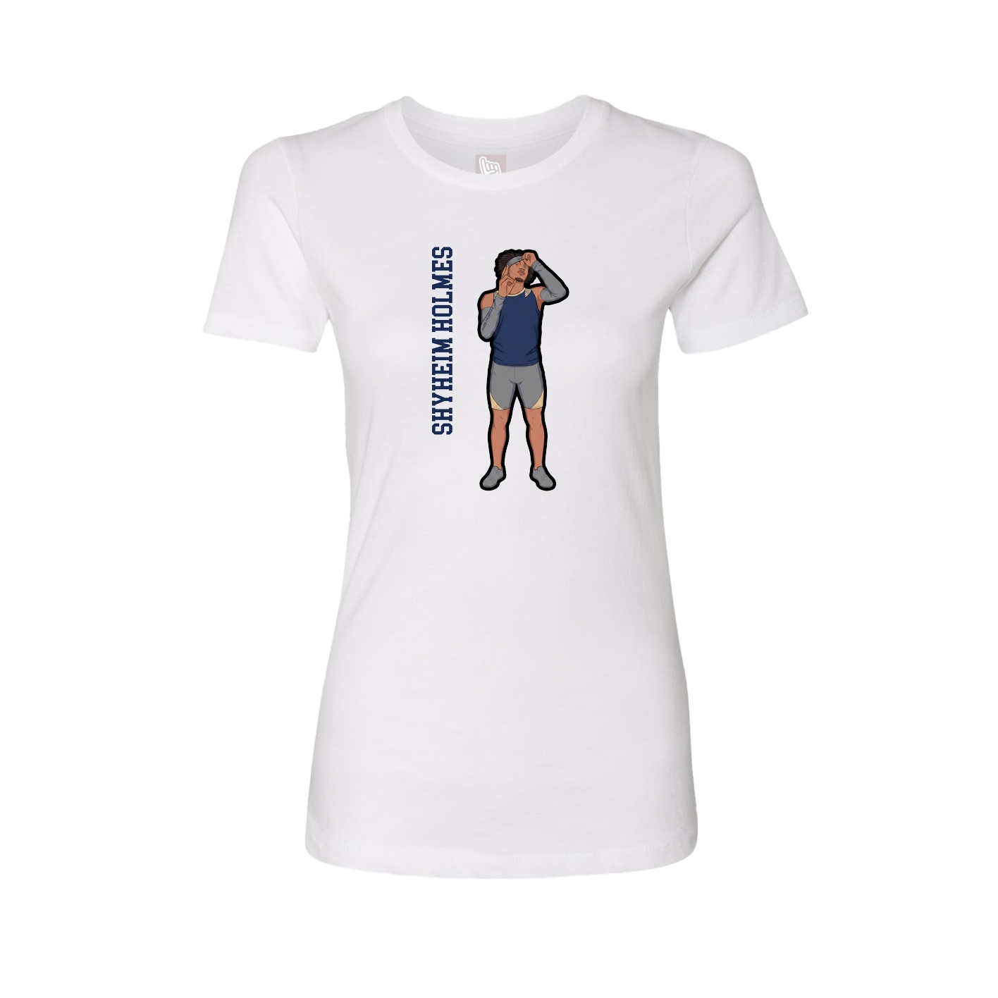 Womens Tee — Name Vertical in White
