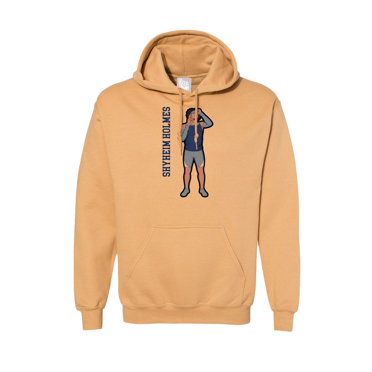 Hoodie — Name Vertical in Vegas Gold