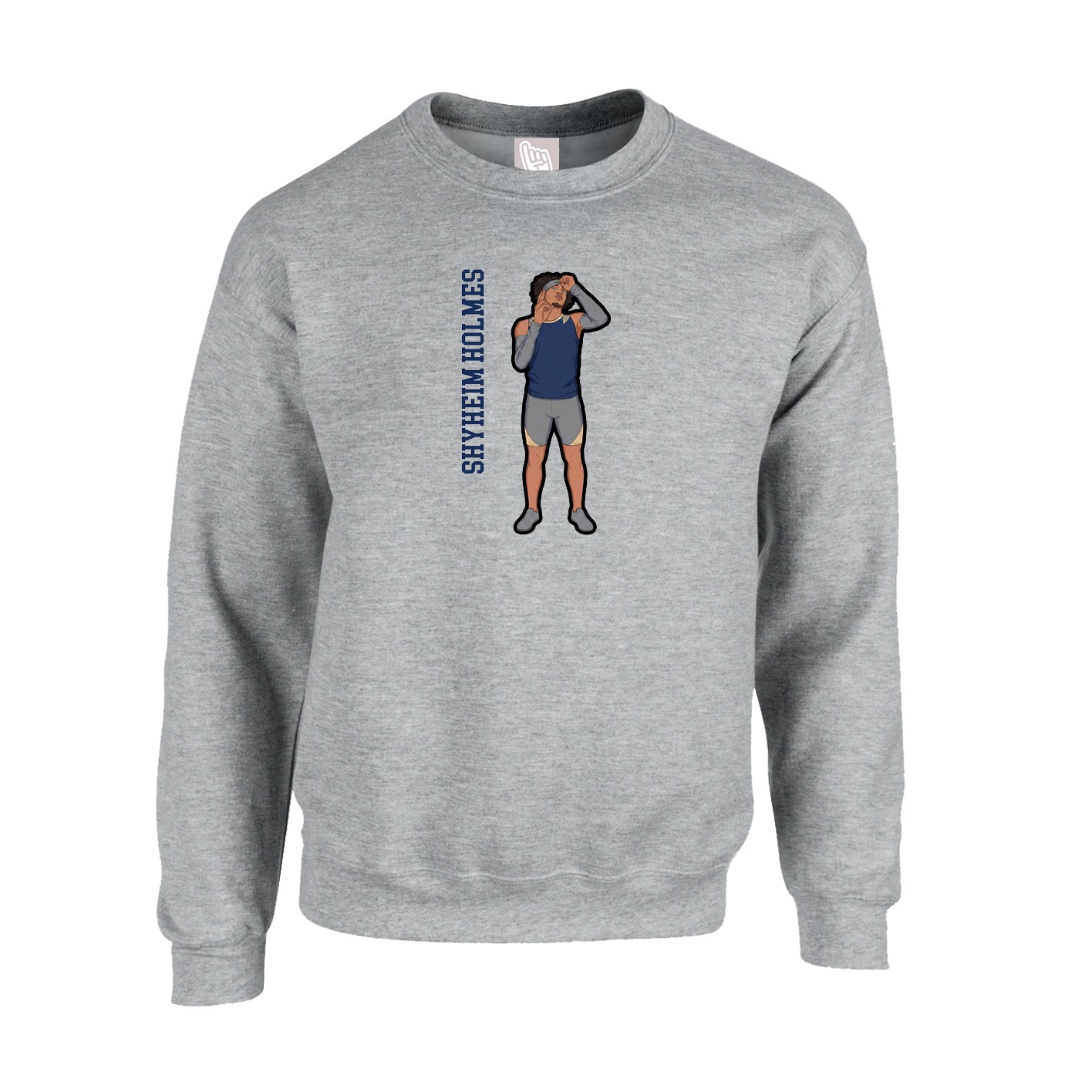 Fleece Crew — Name Vertical in Grey