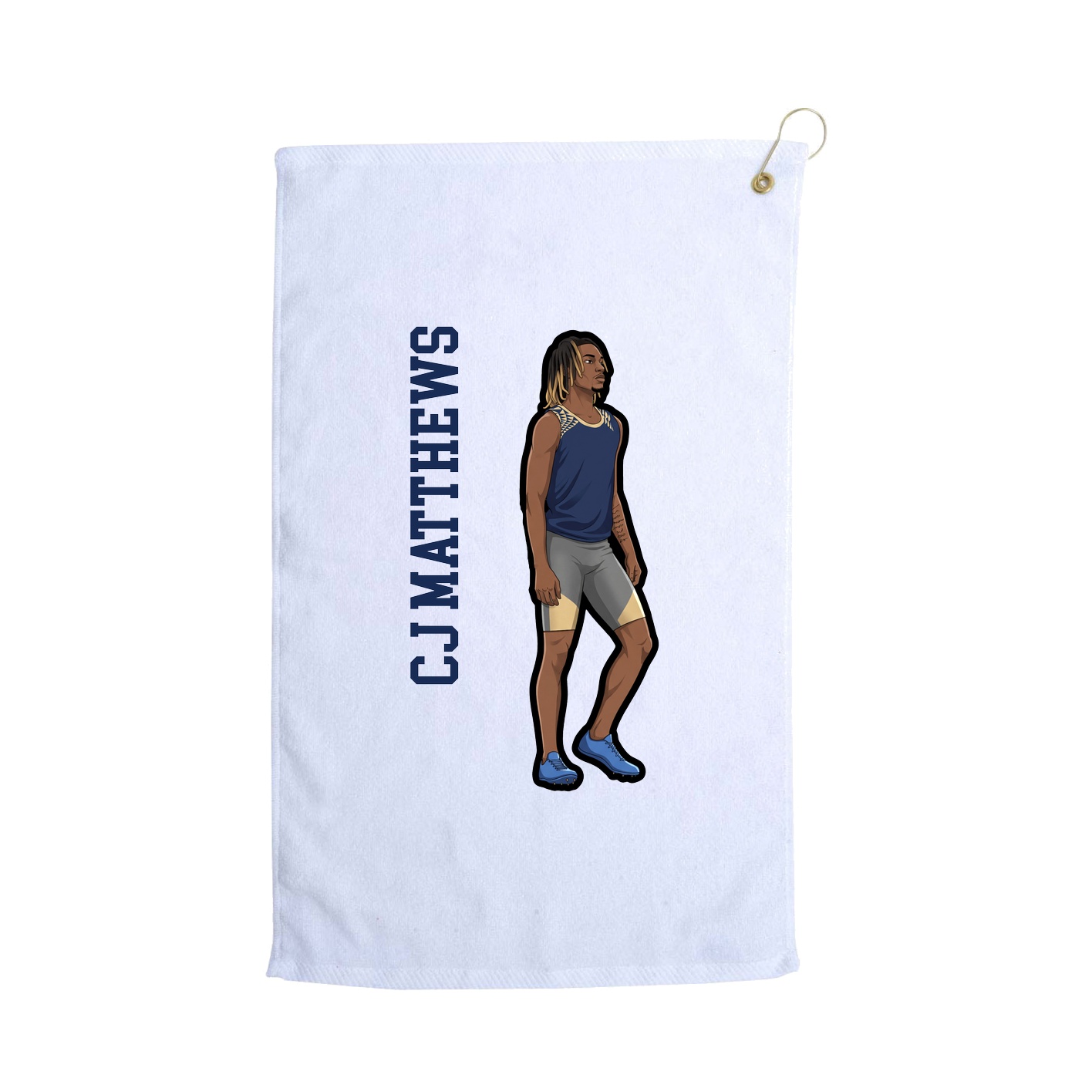 Golf Towel — Name Vertical in White
