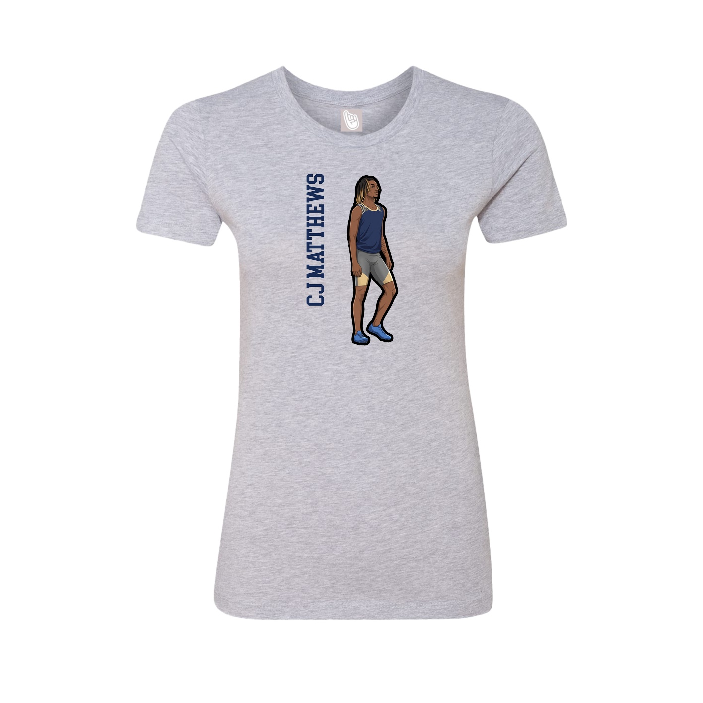 Fitted Women's Tee — Name Vertical in Grey