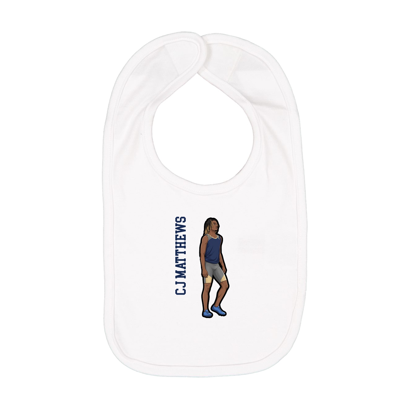 Infant Bib — Name Vertical in White