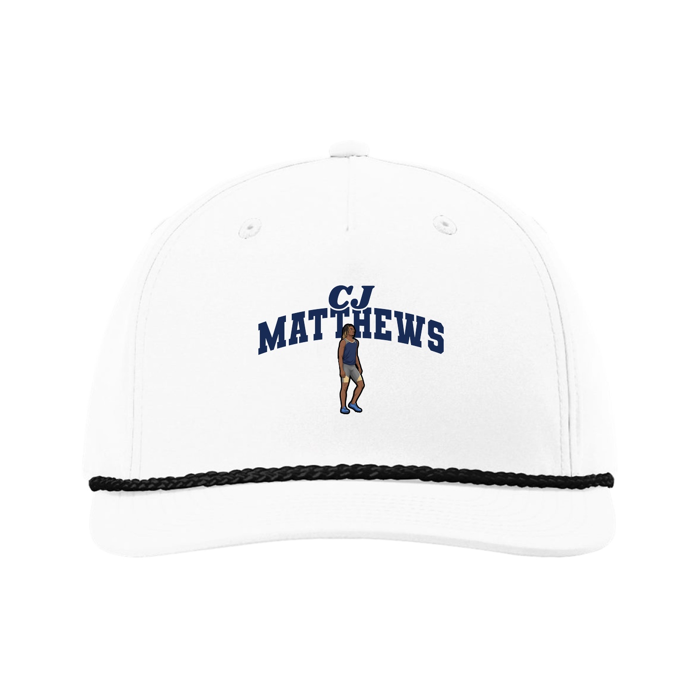 Five-Panel Classic Rope Cap — Signature Arch in White