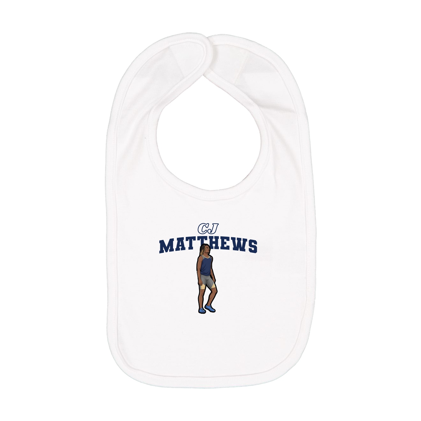 Infant Bib — Name Arch in White