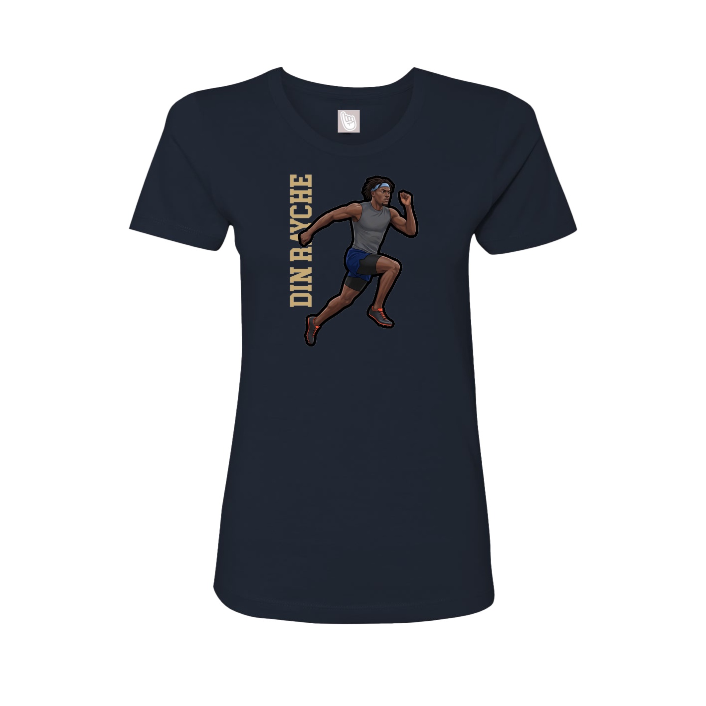 Fitted Women's Tee — Name Vertical in Navy