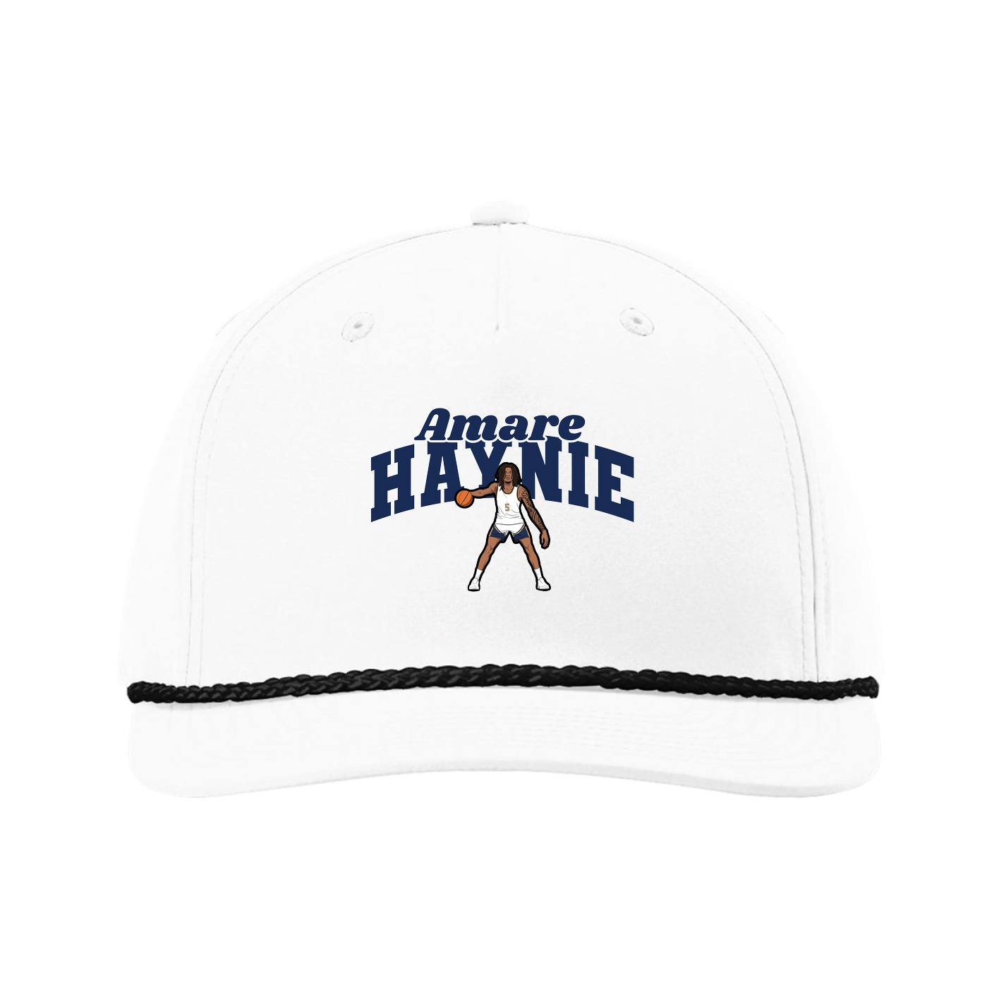 Five-Panel Classic Rope Cap — Signature Arch in White