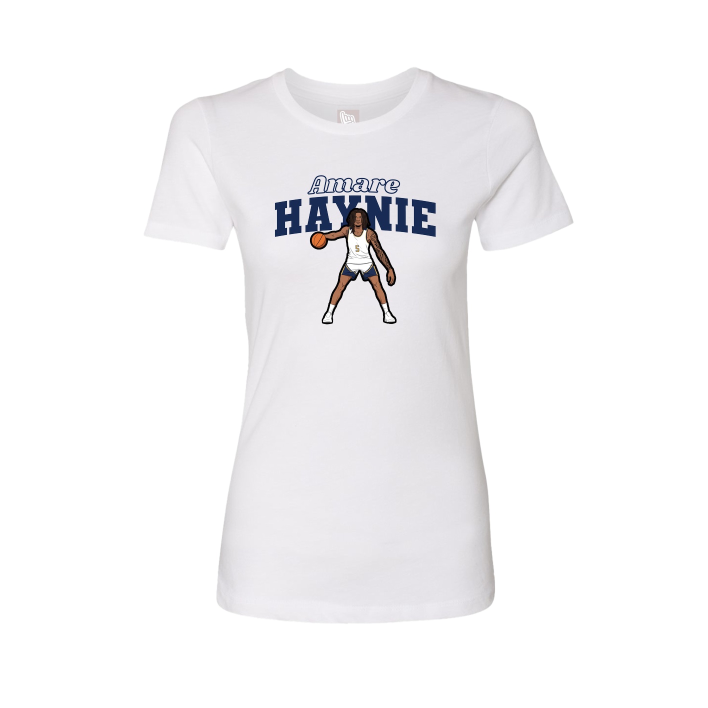 Fitted Women's Tee — Name Arch in White