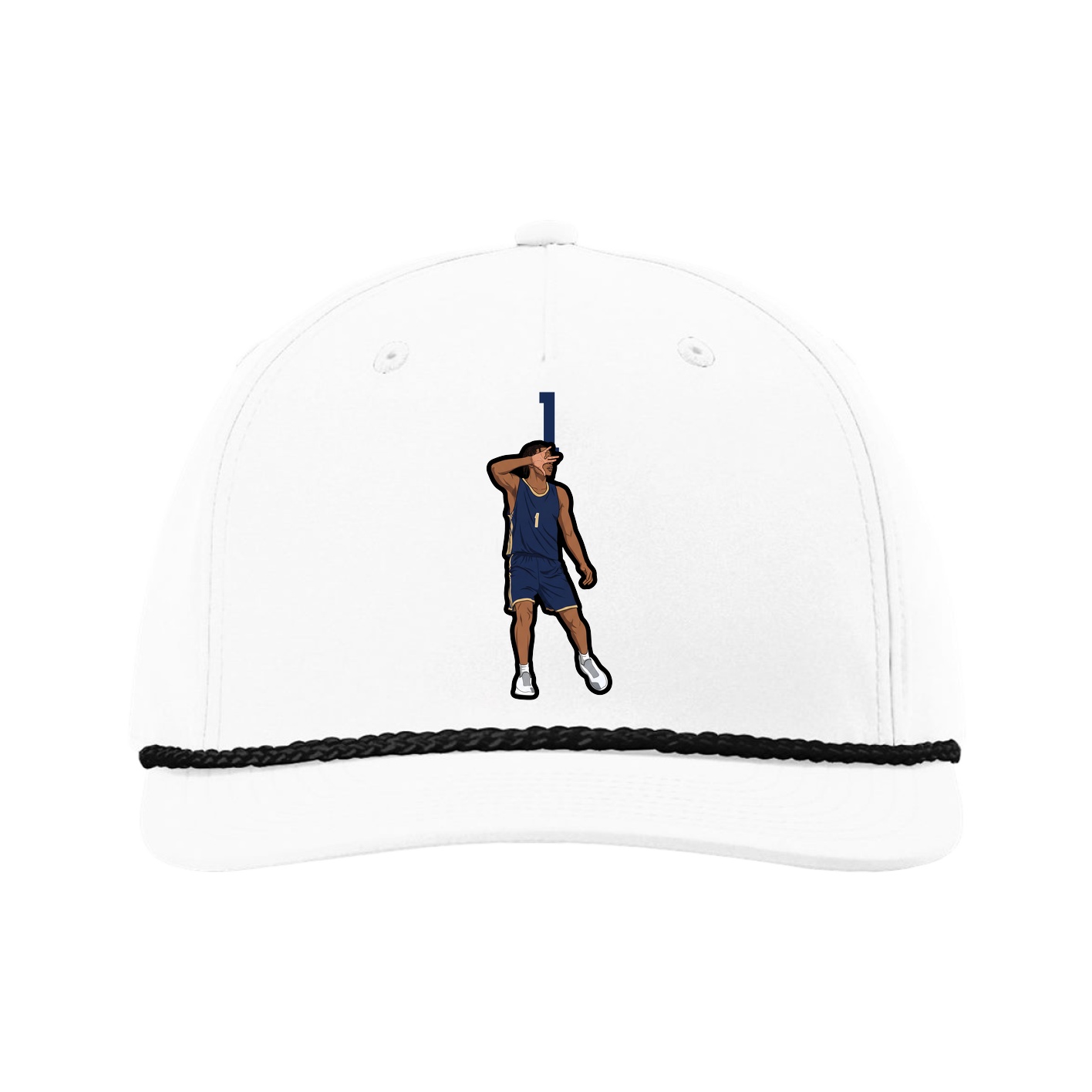 Five-Panel Classic Rope Cap — Number Top in White
