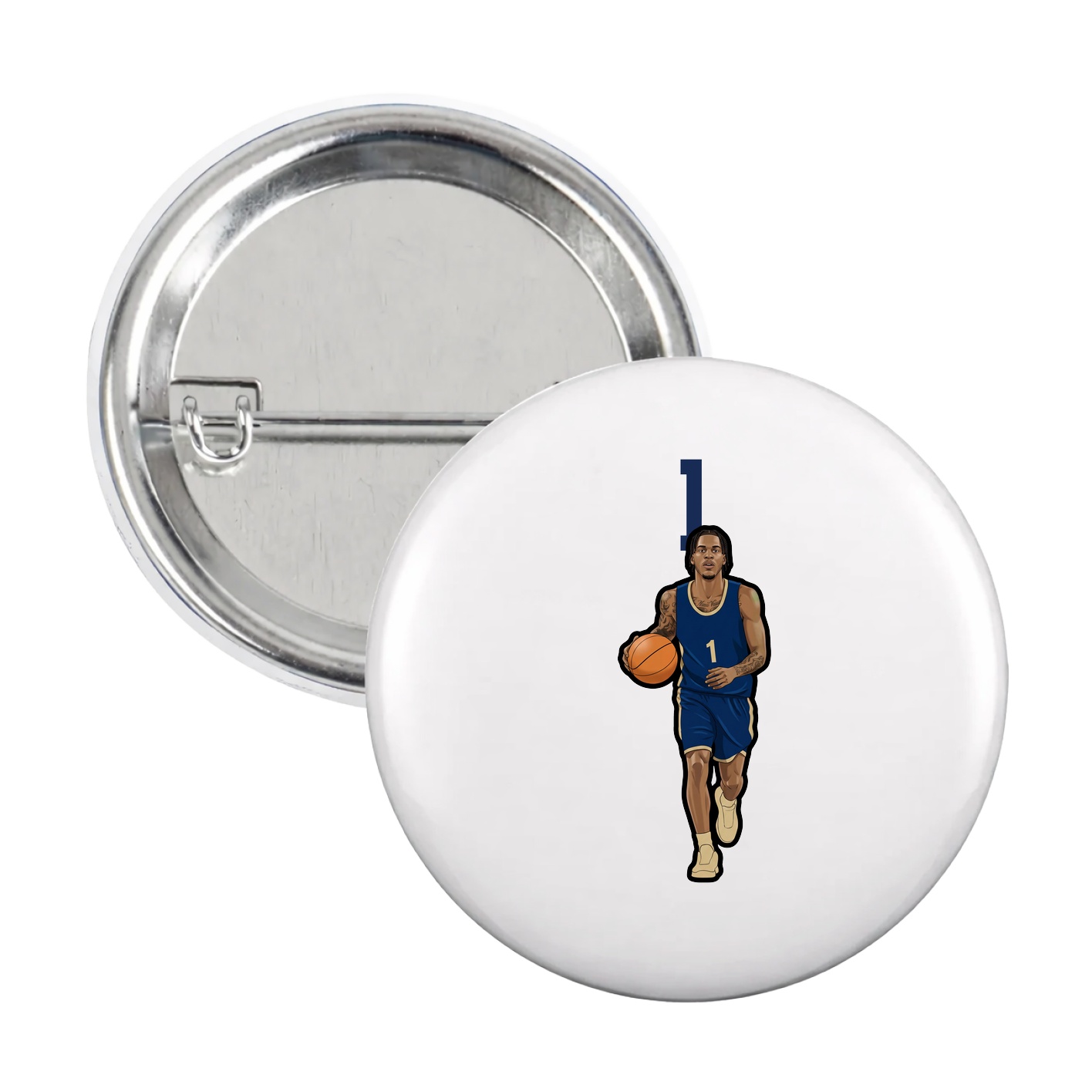Game Day Button — Number Top in White