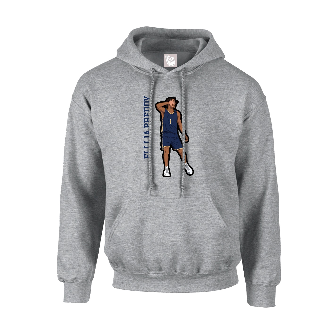 Hoodie — Name Vertical in Grey