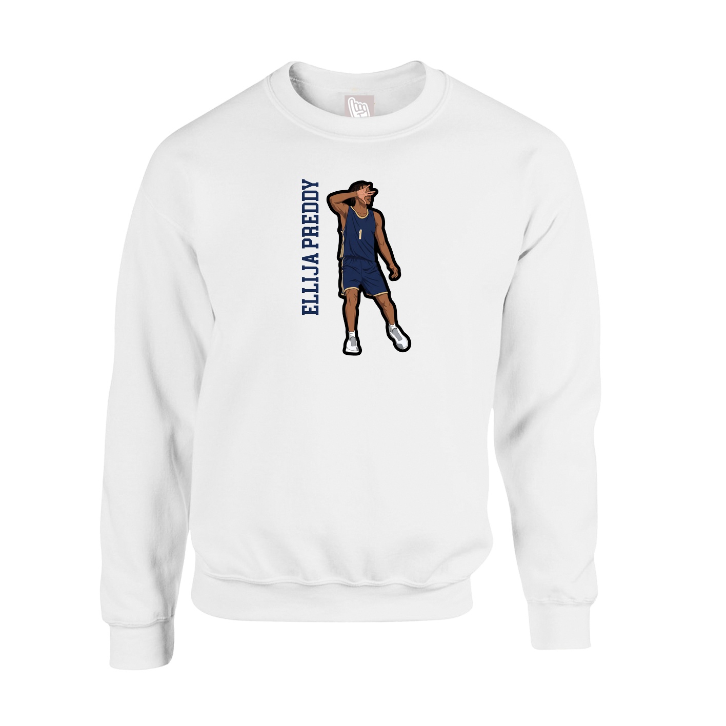 Fleece Crew — Name Vertical in White