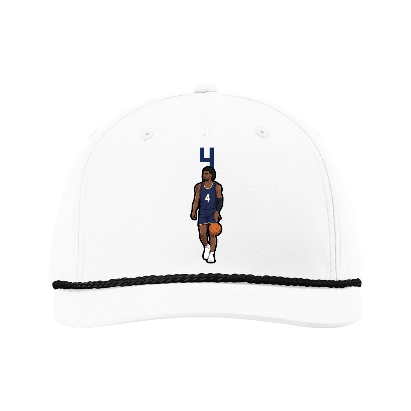 Five-Panel Classic Rope Cap — Number Top in White