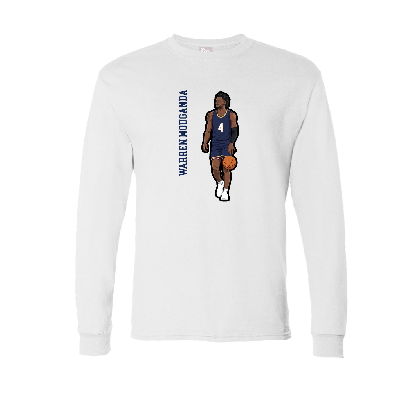Long Sleeve Tee — Name Vertical in White