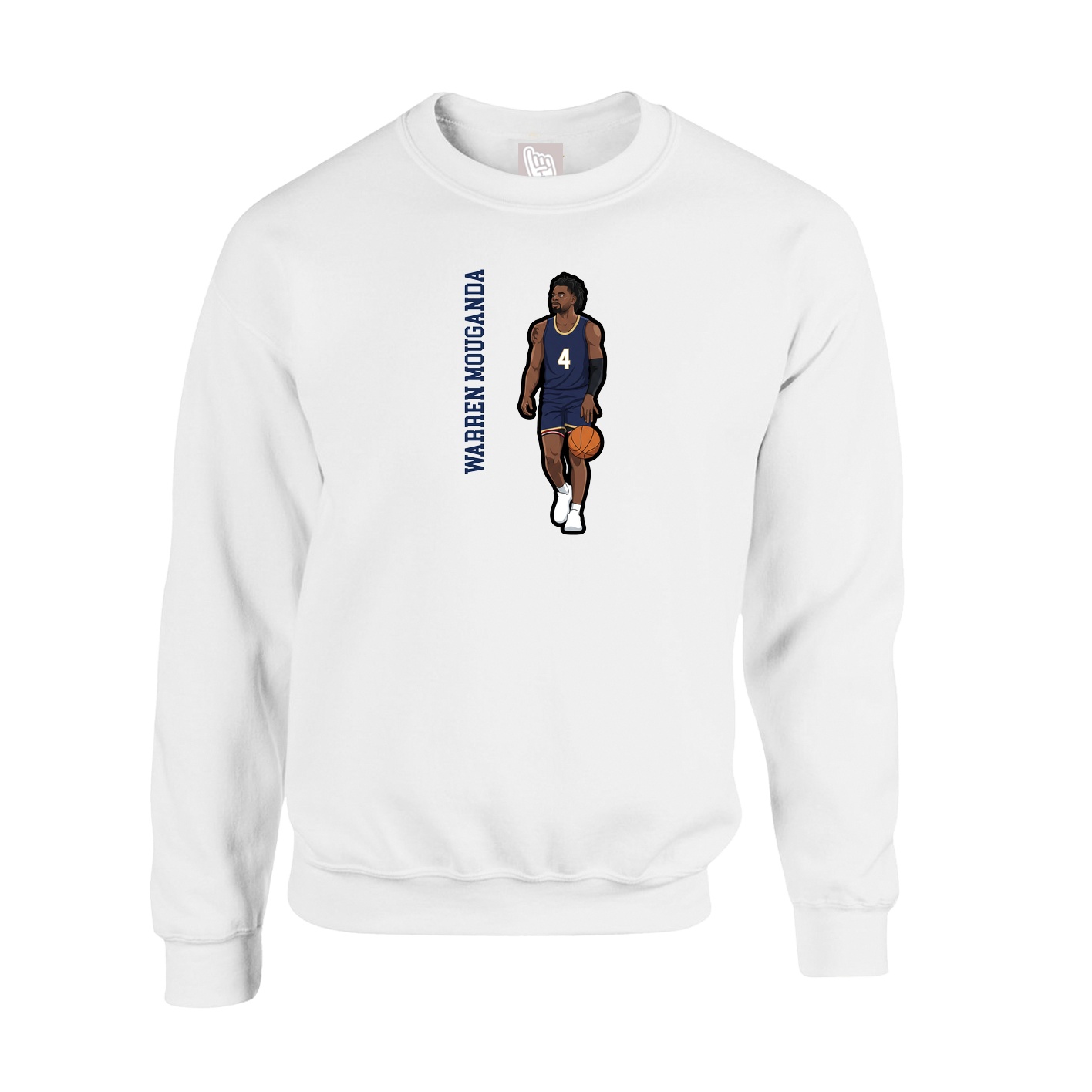 Fleece Crew — Name Vertical in White