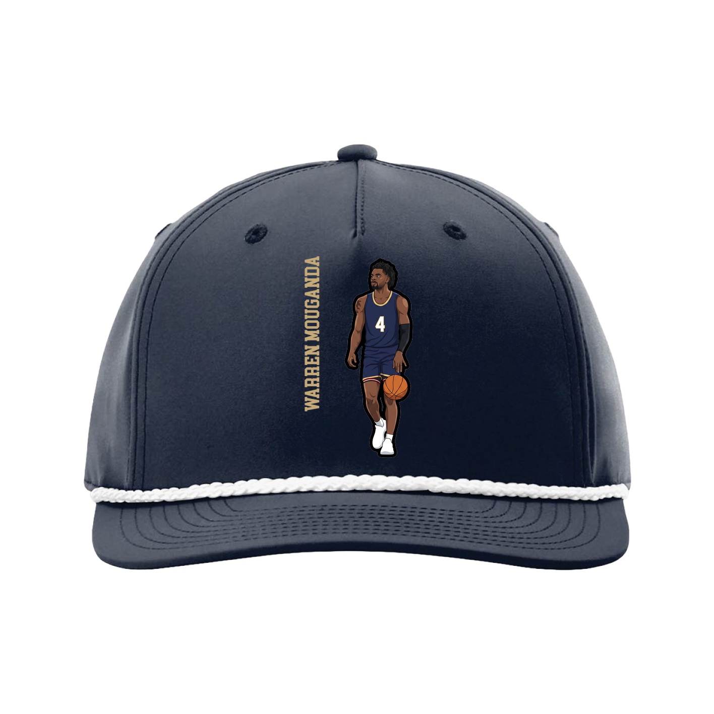Five-Panel Classic Rope Cap — Name Vertical in Navy