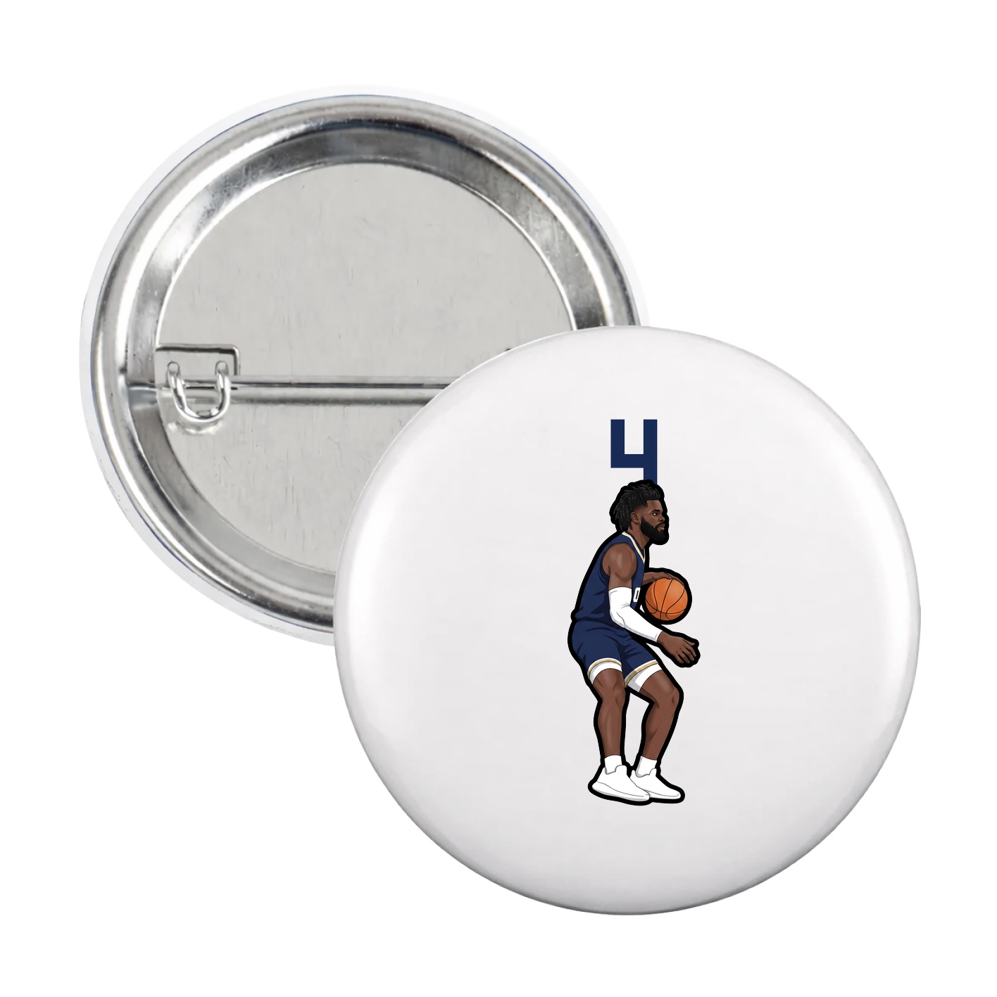 Game Day Button — Number Top in White
