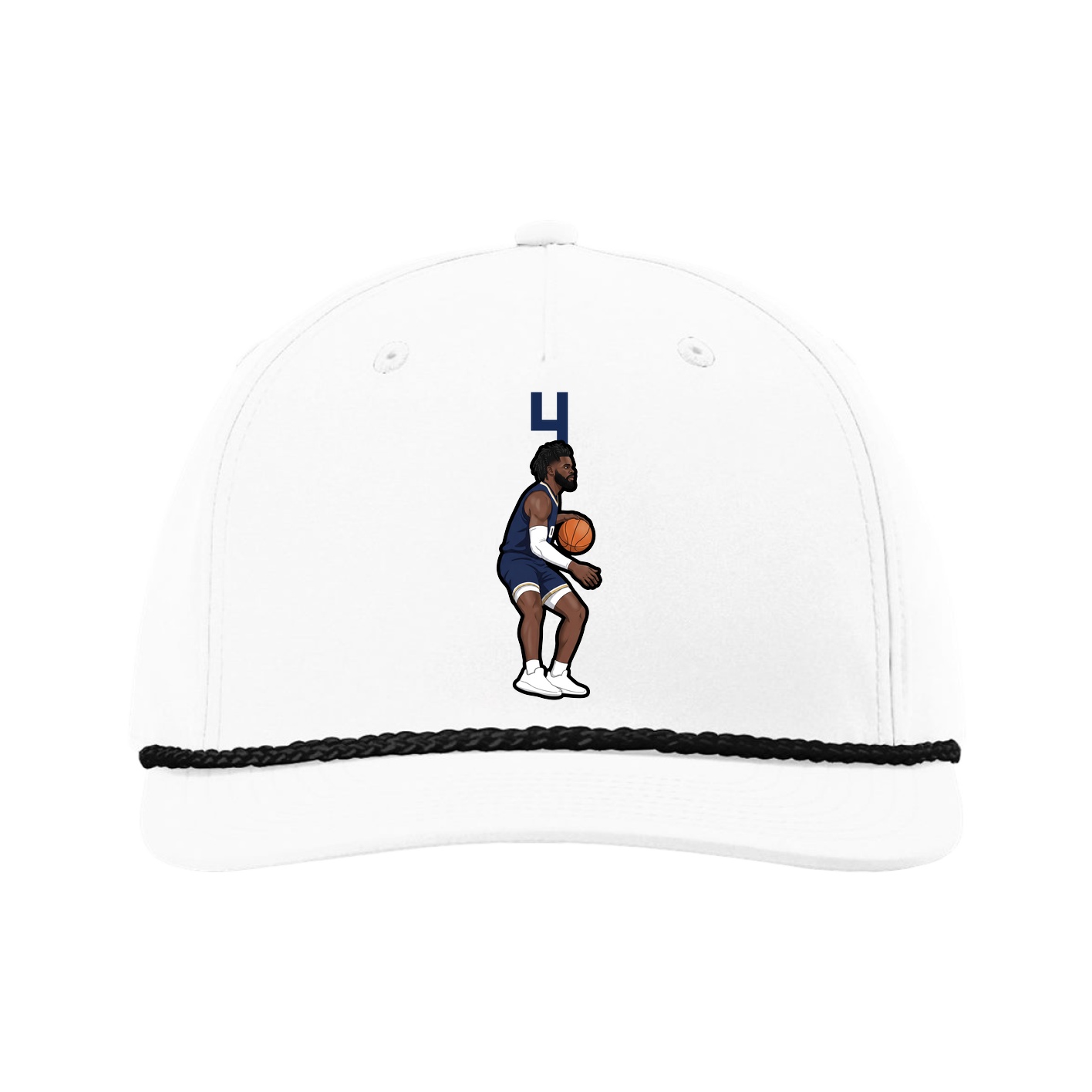 Five-Panel Classic Rope Cap — Number Top in White