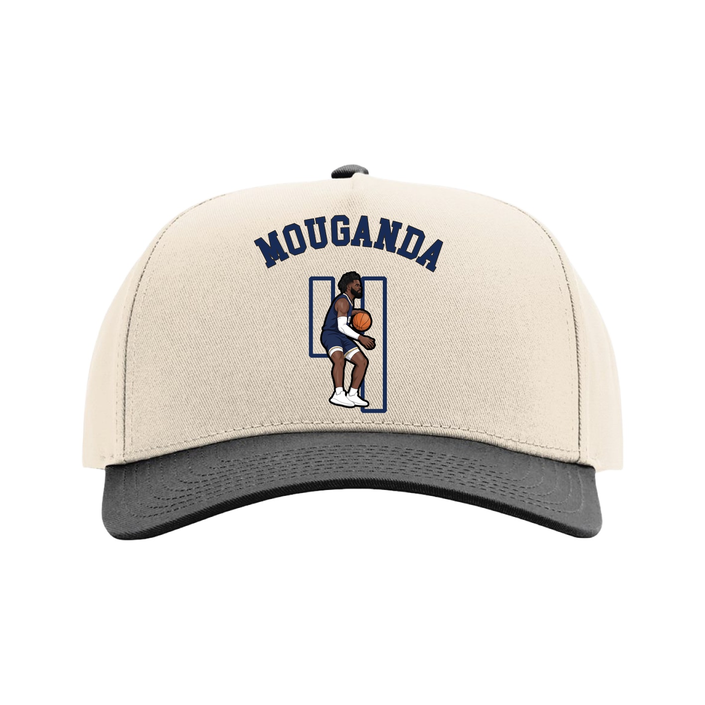 Full Fabric Five-Panel Champ Cap — Shirsey Arch in Cream/Black