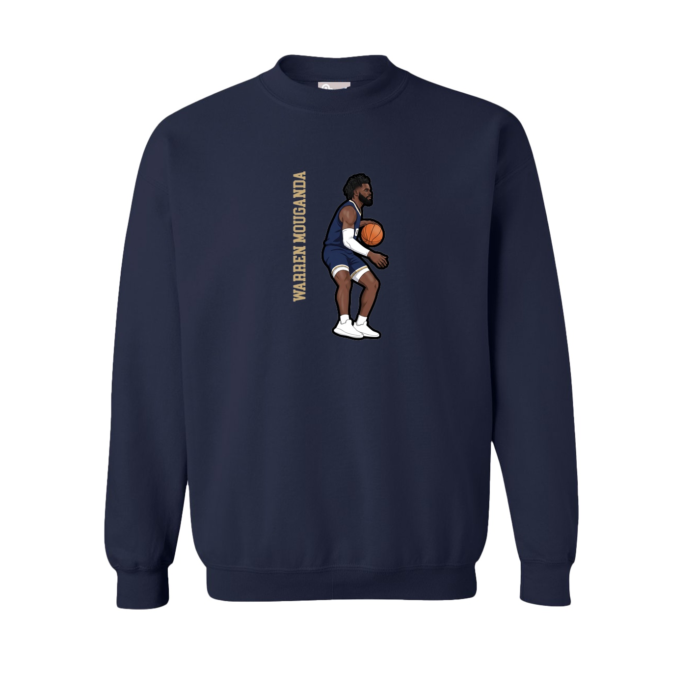 Fleece Crew — Name Vertical in Navy