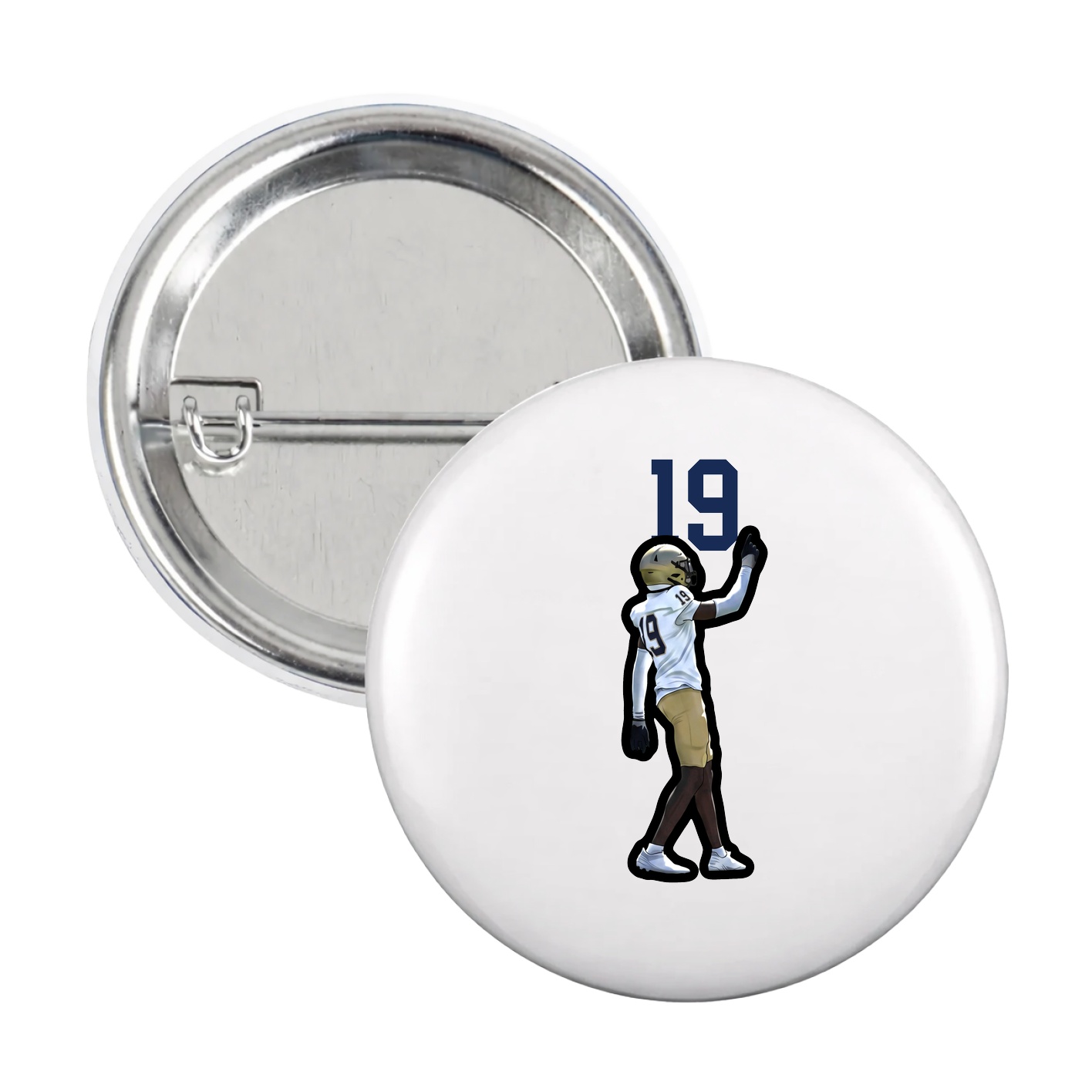 Game Day Button — Number Top in White