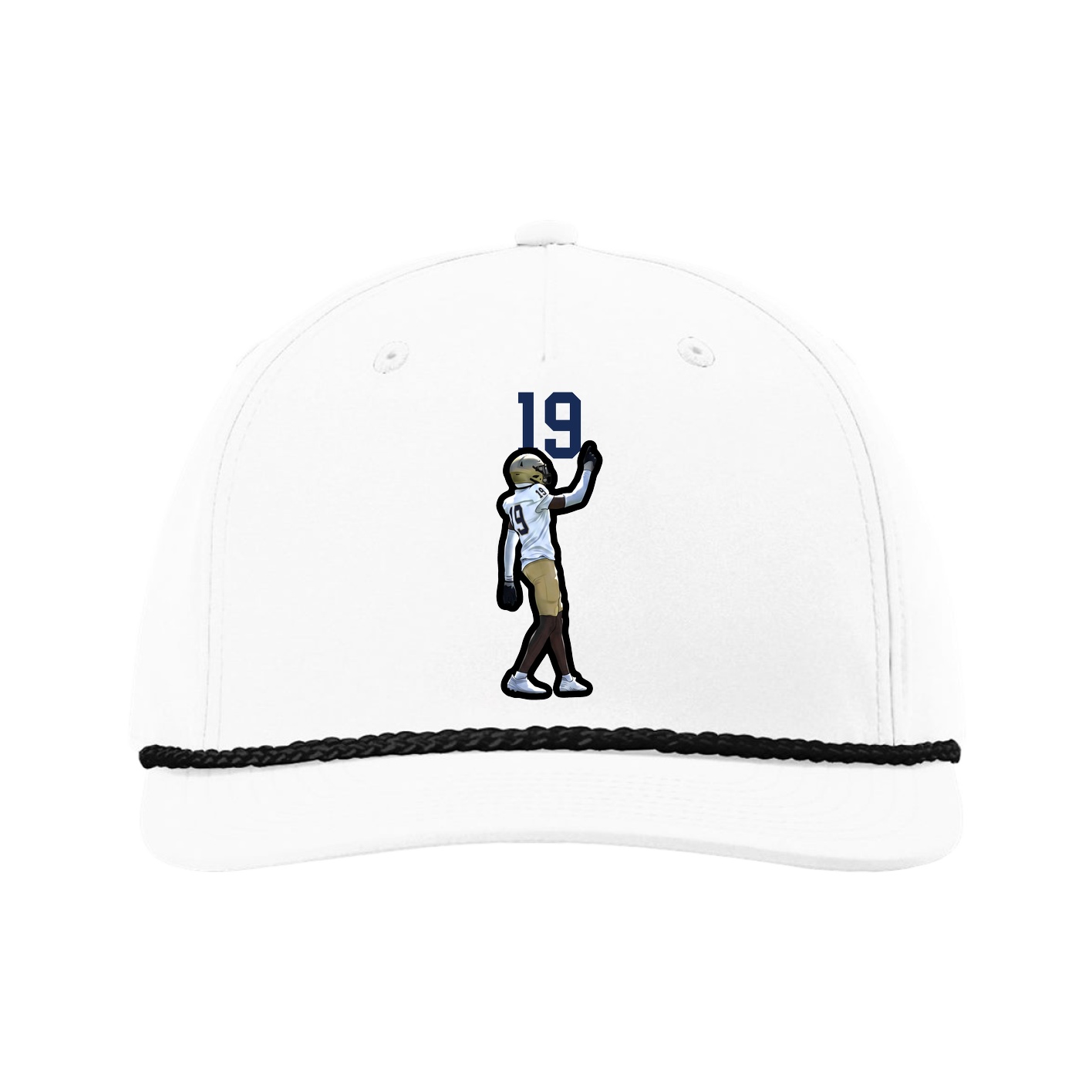 Five-Panel Classic Rope Cap — Number Top in White
