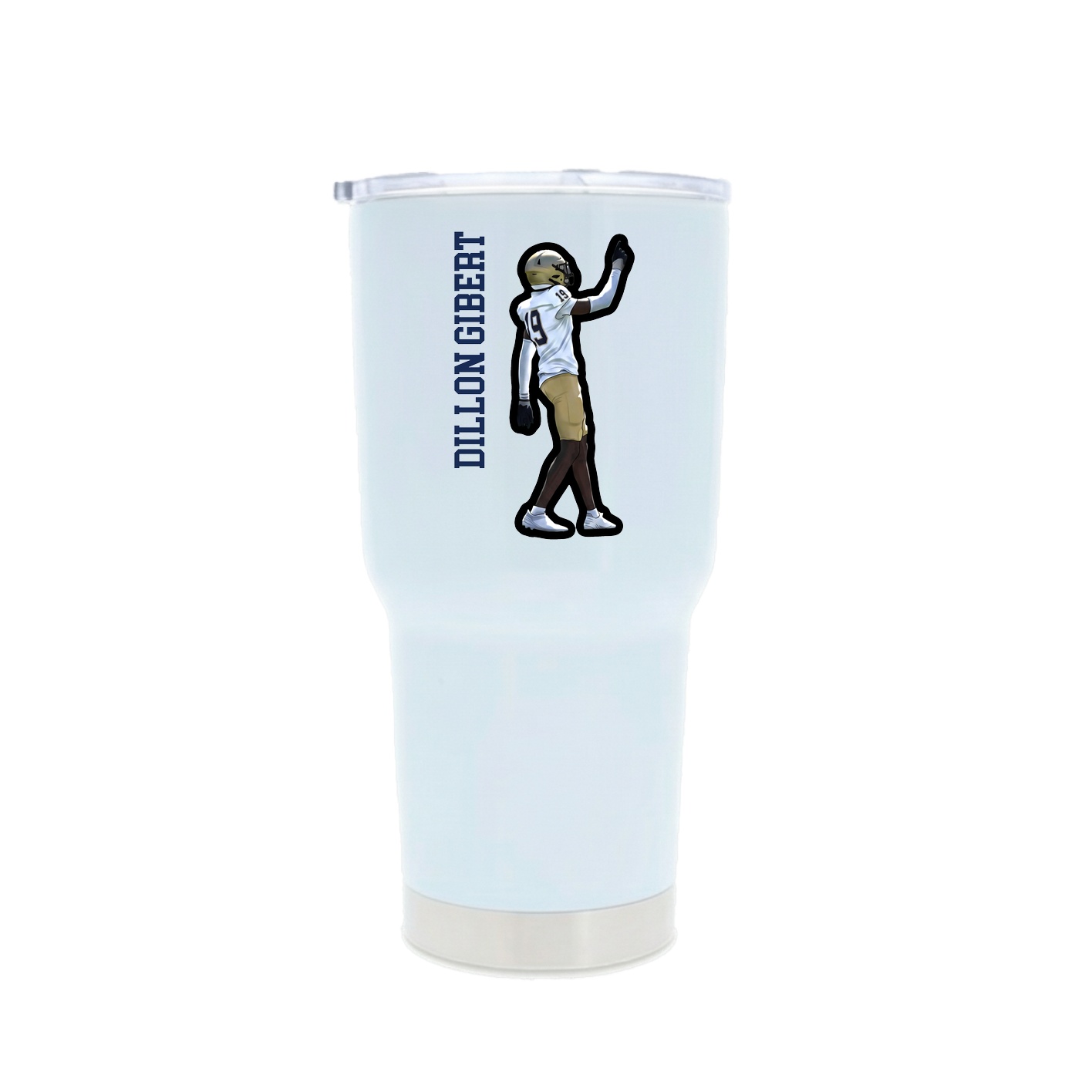 30oz Stainless Steel Tumbler — Name Vertical in White