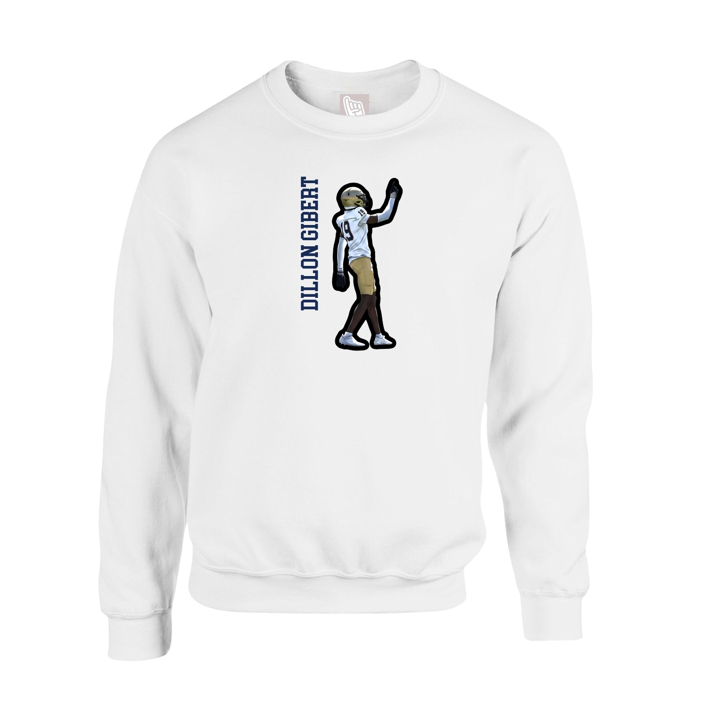 Fleece Crew — Name Vertical in White