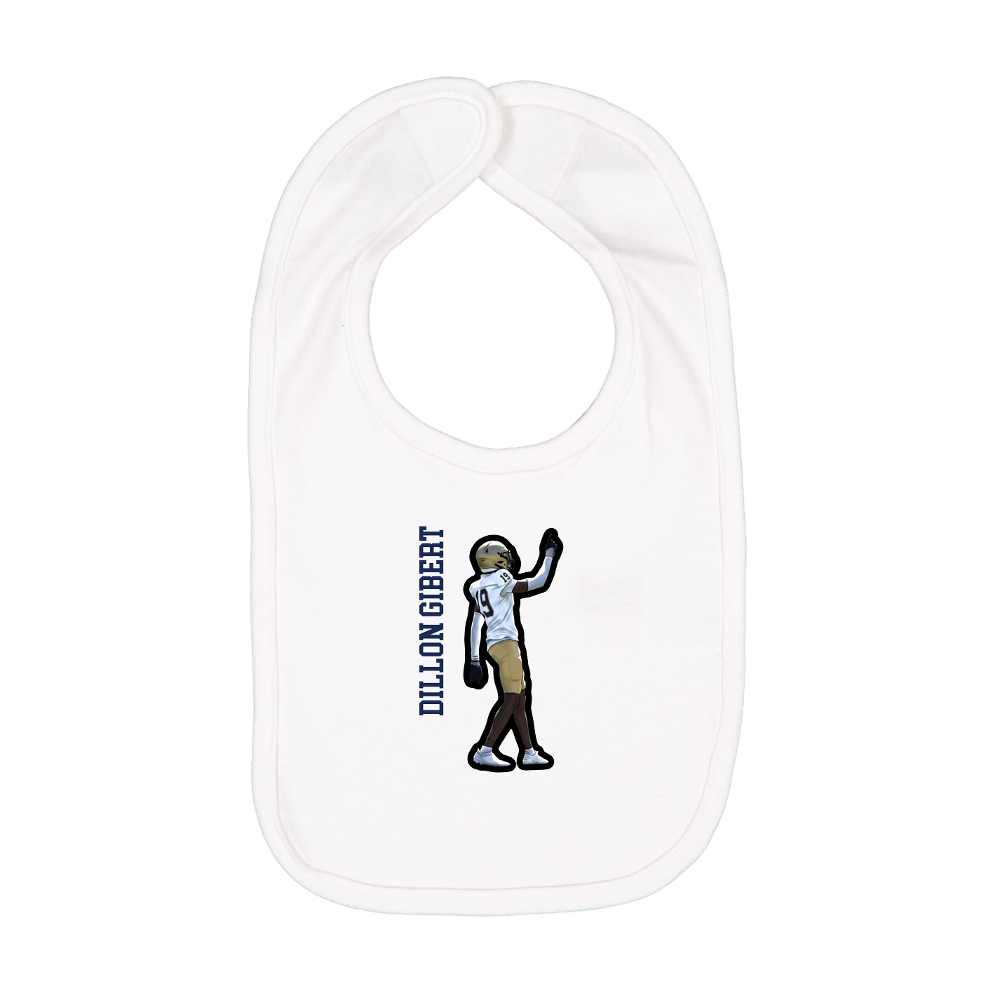 Infant Bib — Name Vertical in White