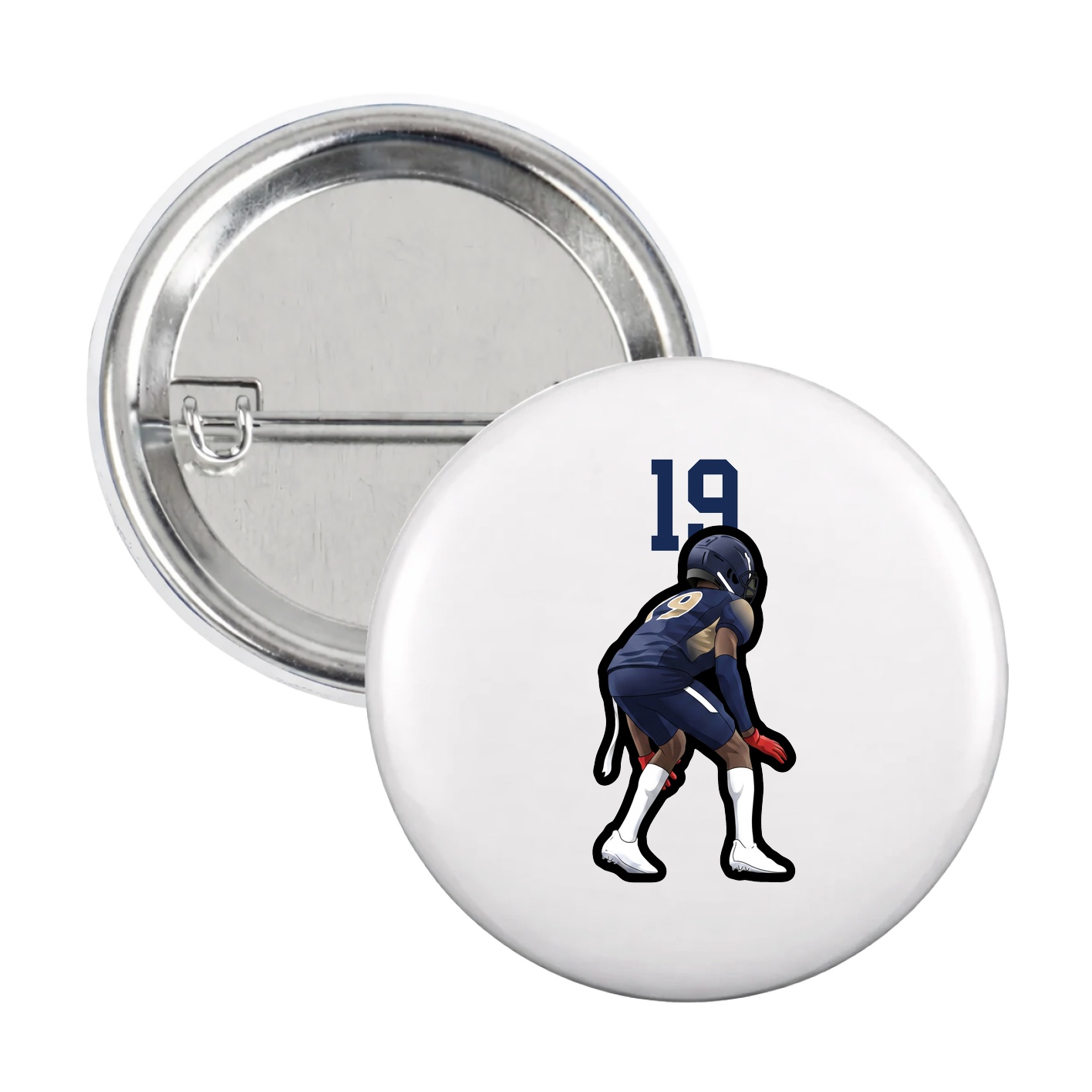 Game Day Button — Number Top in White