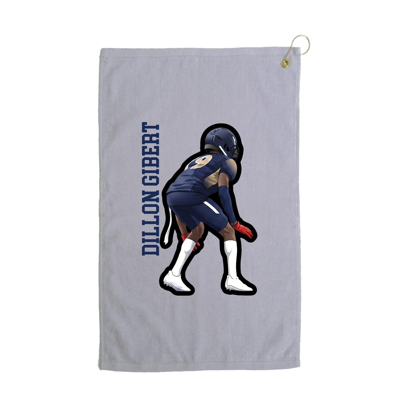 Golf Towel — Name Vertical in Grey