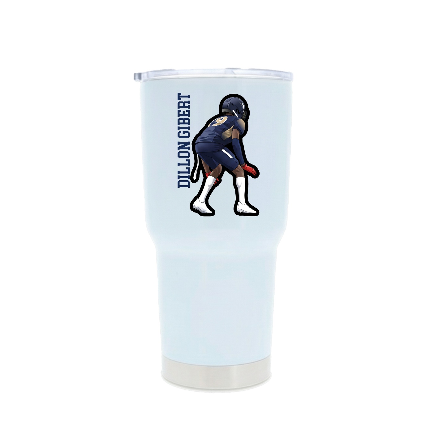 30oz Stainless Steel Tumbler — Name Vertical in White