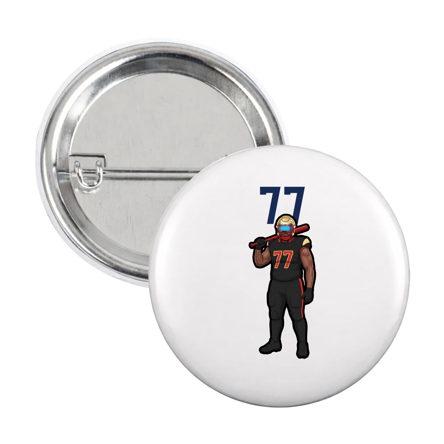 Game Day Button — Number Top in White
